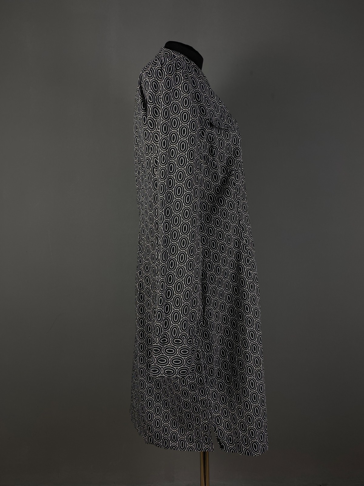 0039 Italy Black/White Patterned Button Down Shirt Dress Women’s Size 2XL