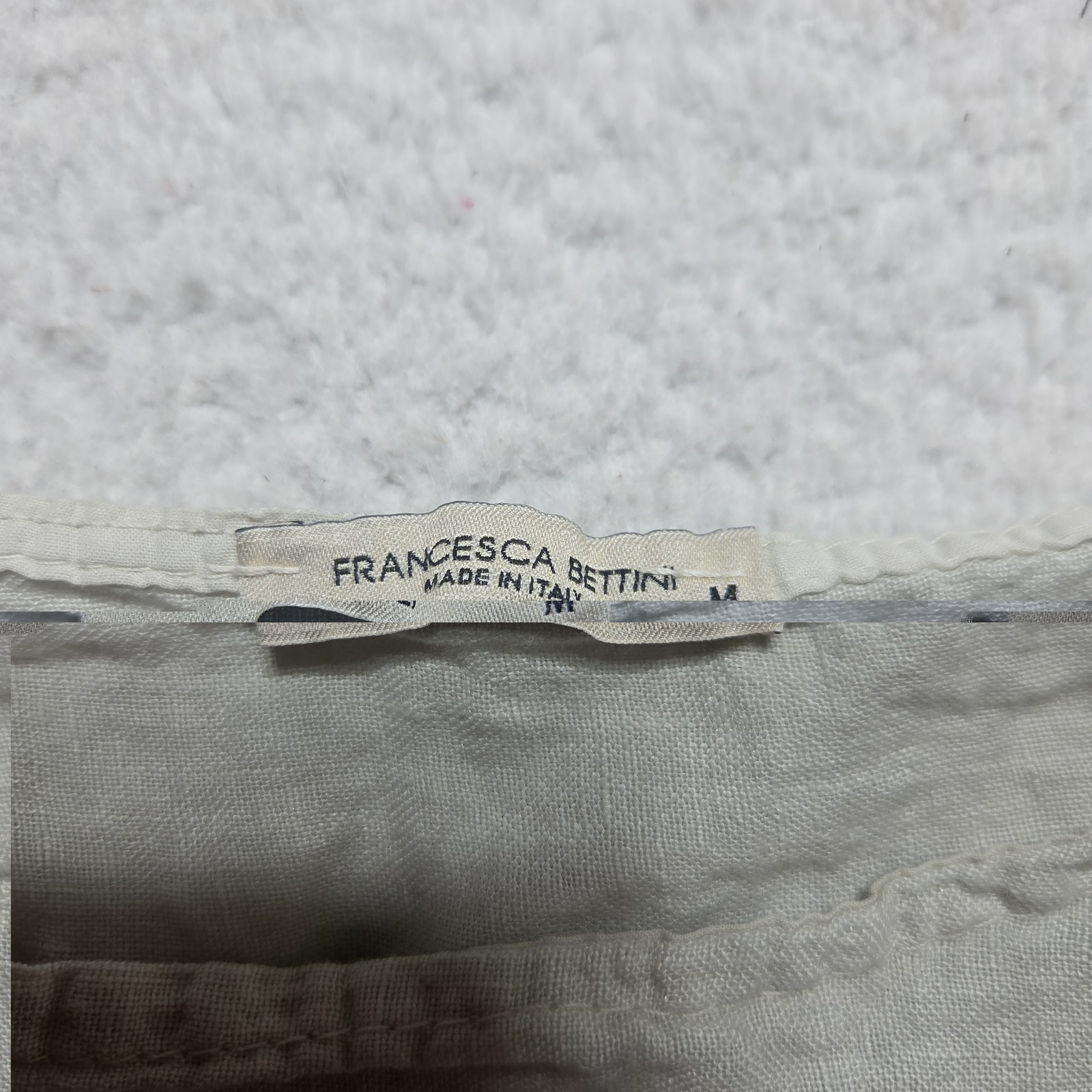 Francesca Bettini Dress Italy Made White 100% Linen Sleeveless Pullover Sz Med