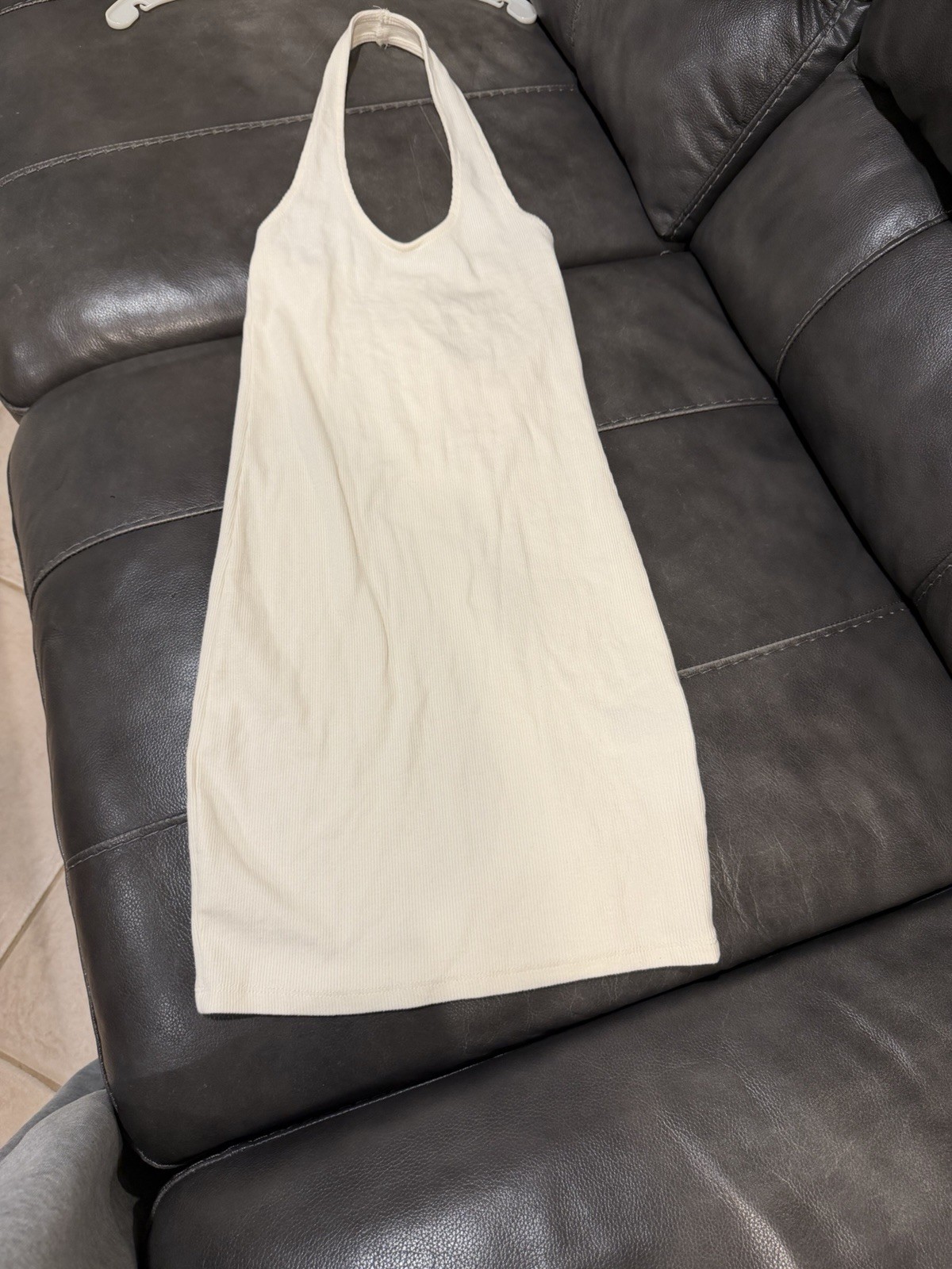 Cotton On NWT Ribbed Halter Tank Top Womens XS Ivory Cream Sleeveless