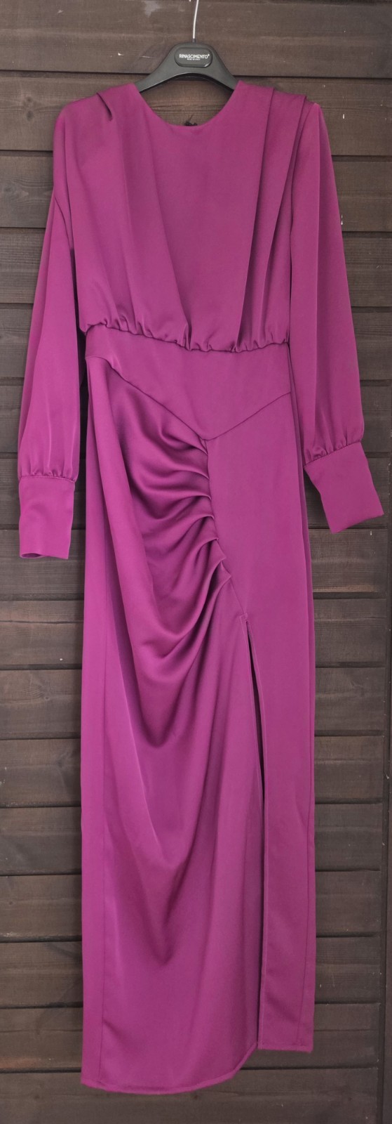 Dramee Luxury Magenta Satin Maxi Dress – Elegant Evening Gown
