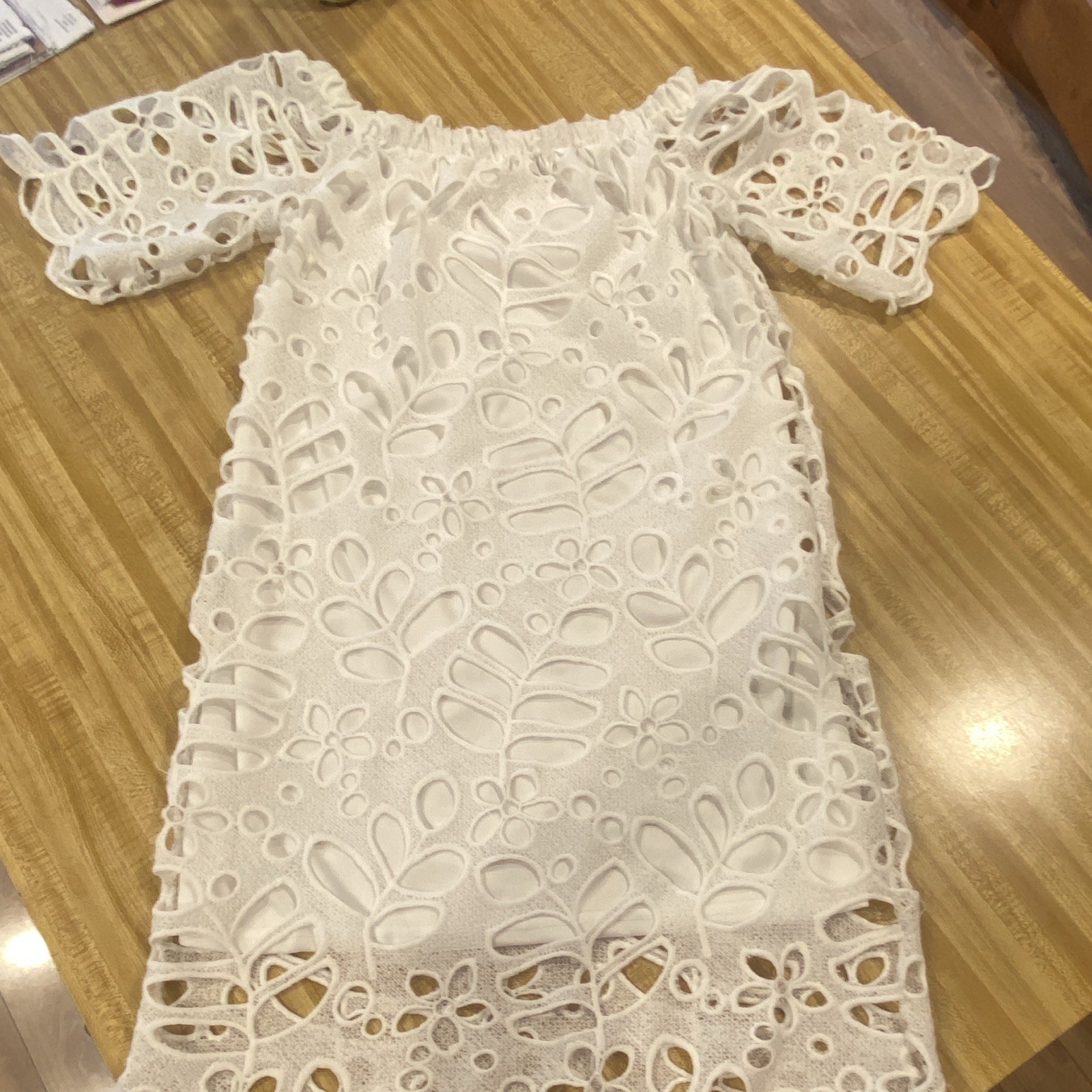 Prettygarden White Floral Lace Off Shoulder Shift Dress Embroidered Lined S