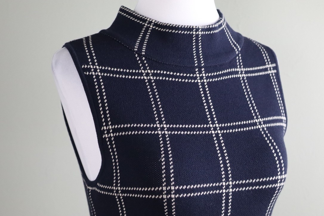 ANN TAYLOR NWT $119 Stretch Knit Plaid Check Mock Neck Dress Size Small Petite