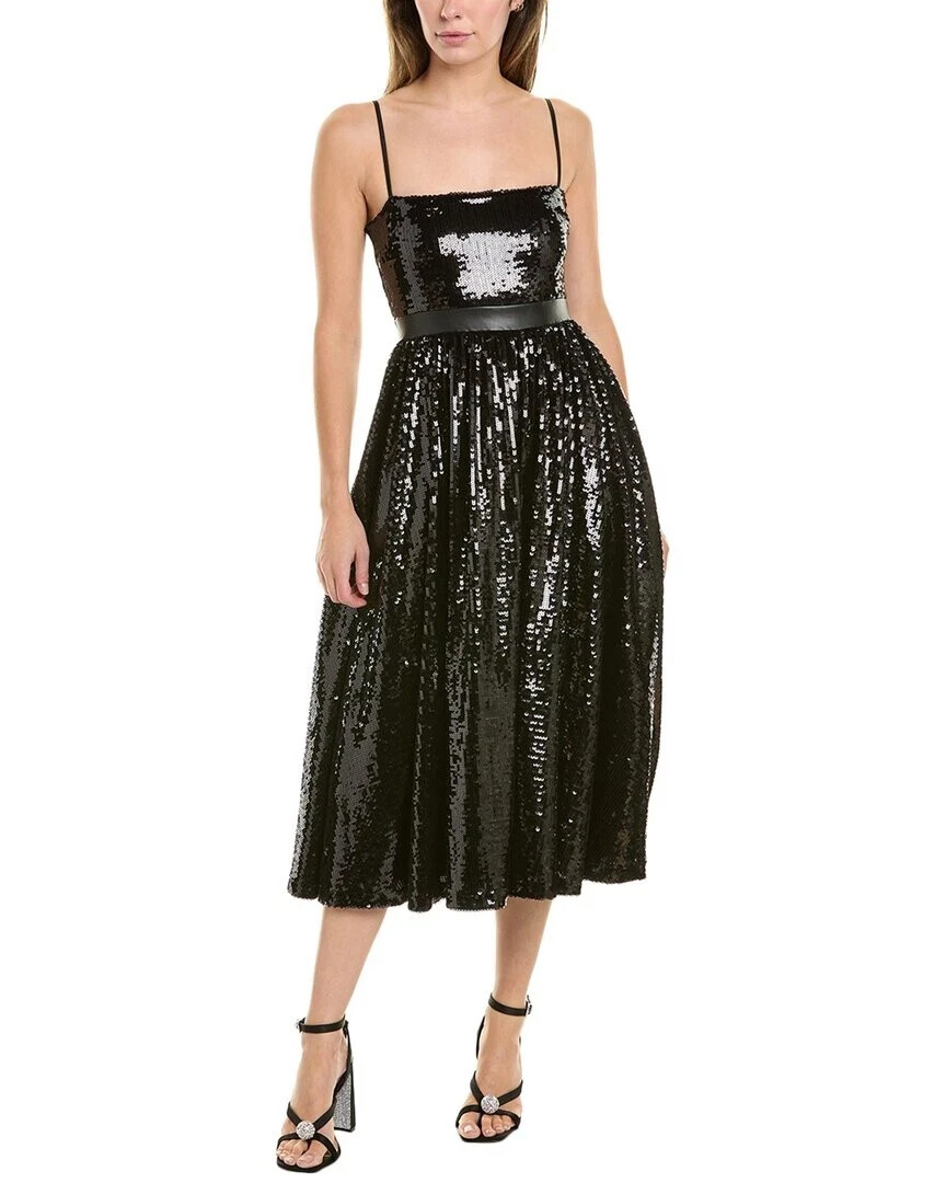 Weworewhat Black Sequin Midi Dress Size 4 $198