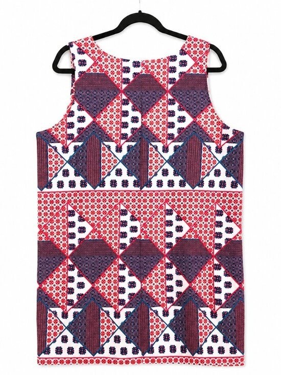 Boohoo Mini Dress 8 Patchwork Geometric Print Sleeveless Summer Vacation Boho