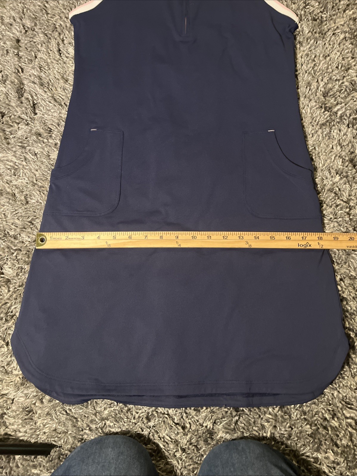 NWT Peter Millar Polo Dress 1/4 Zip Small Navy Blue-White Pink Trim Golf Tennis