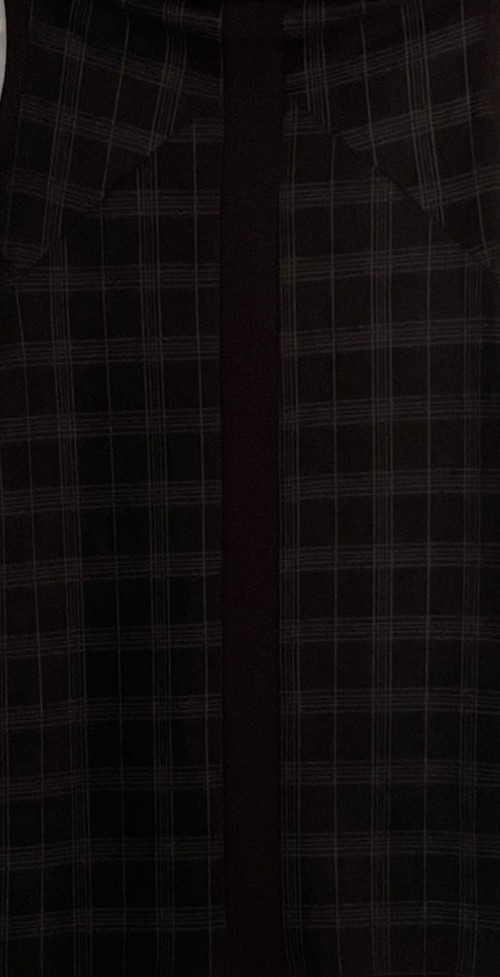 Ruti Black Plaid Dress M/L Draped Cowl Neck Midi Smocked Lagenlook Preppy
