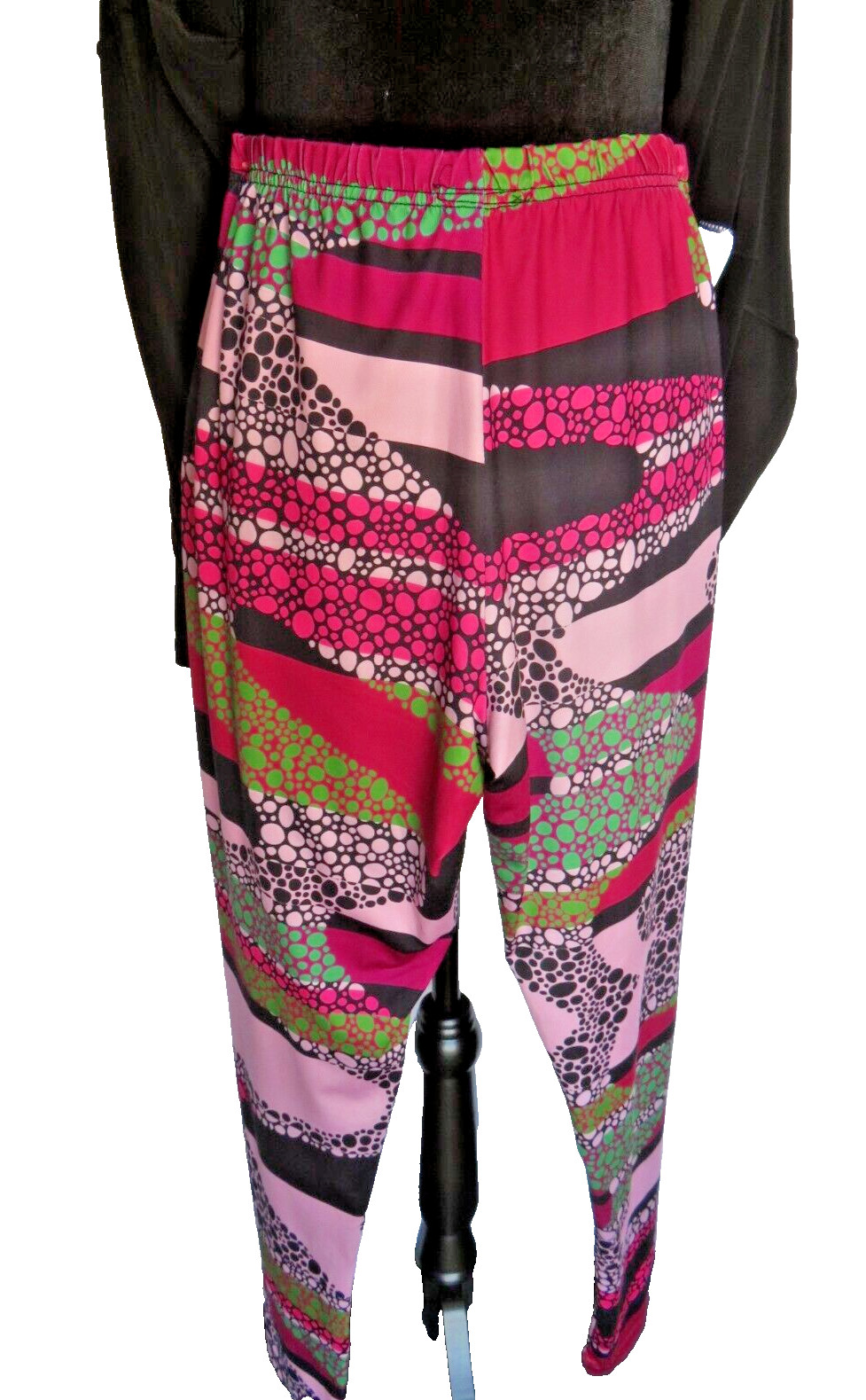 LBISSE® Black Tunic With Retro Print Leggings Multi-Color Pinks Grays Size Large