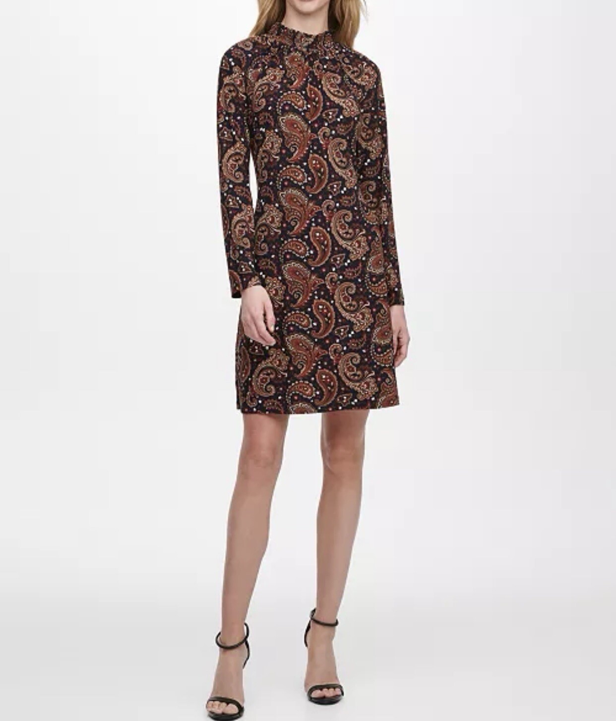 Tommy Hilfiger Paisley Smocked Mock Neck Dress Size 4 Elegant Summer Chic $129