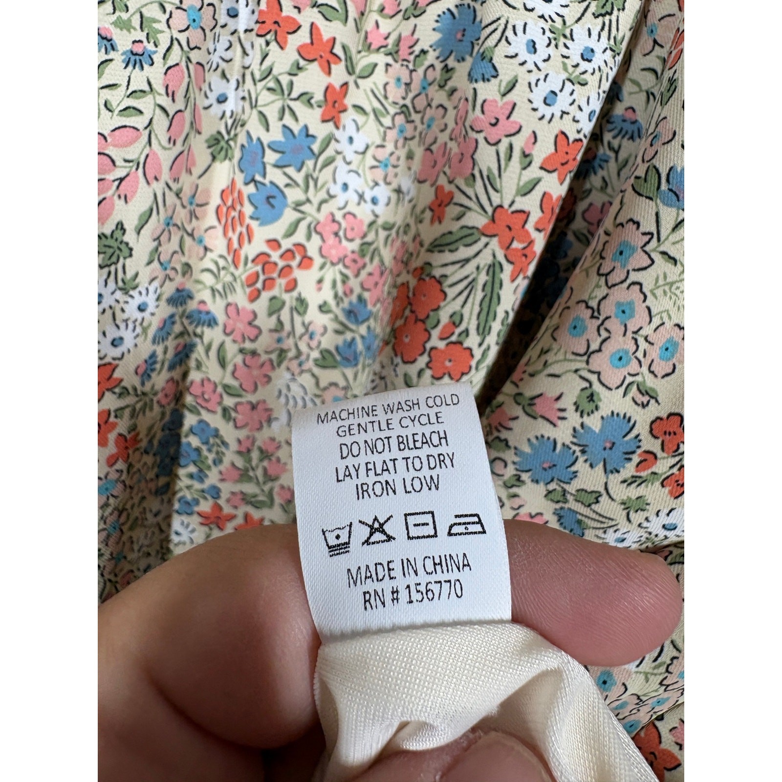 Roolee Mom Size Small Ruffled Shift Dress Tan Floral Side Pocket Flutter Sleeves