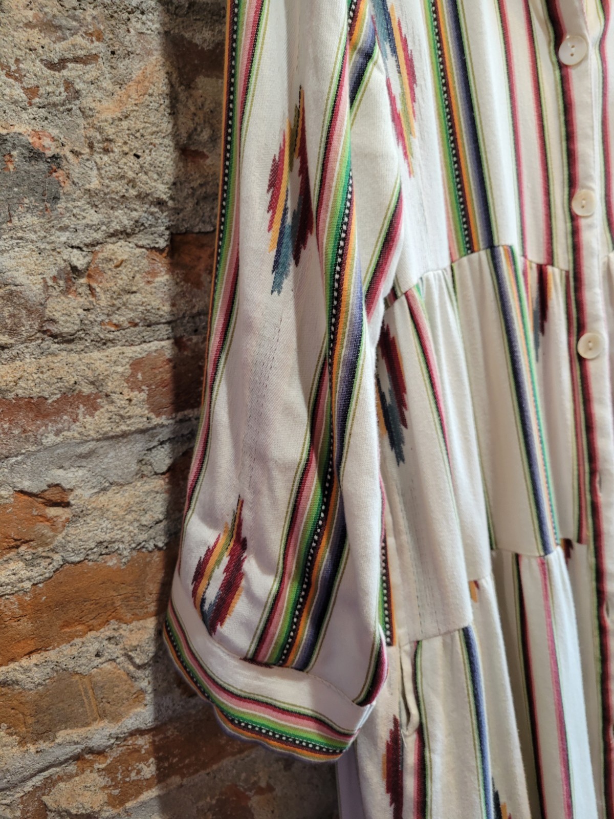 Jaded Gypsy Striped Duster Dress Womens medium Maxi Boho Hippie Indie W Pockets