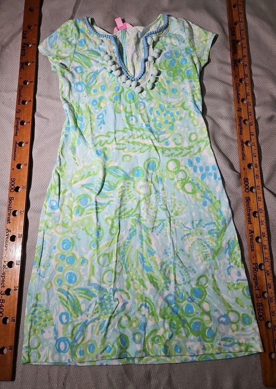 Lilly Pulitzer Dress Womens XXS Multicolor Harper Pom Poms in Any Fins Possible
