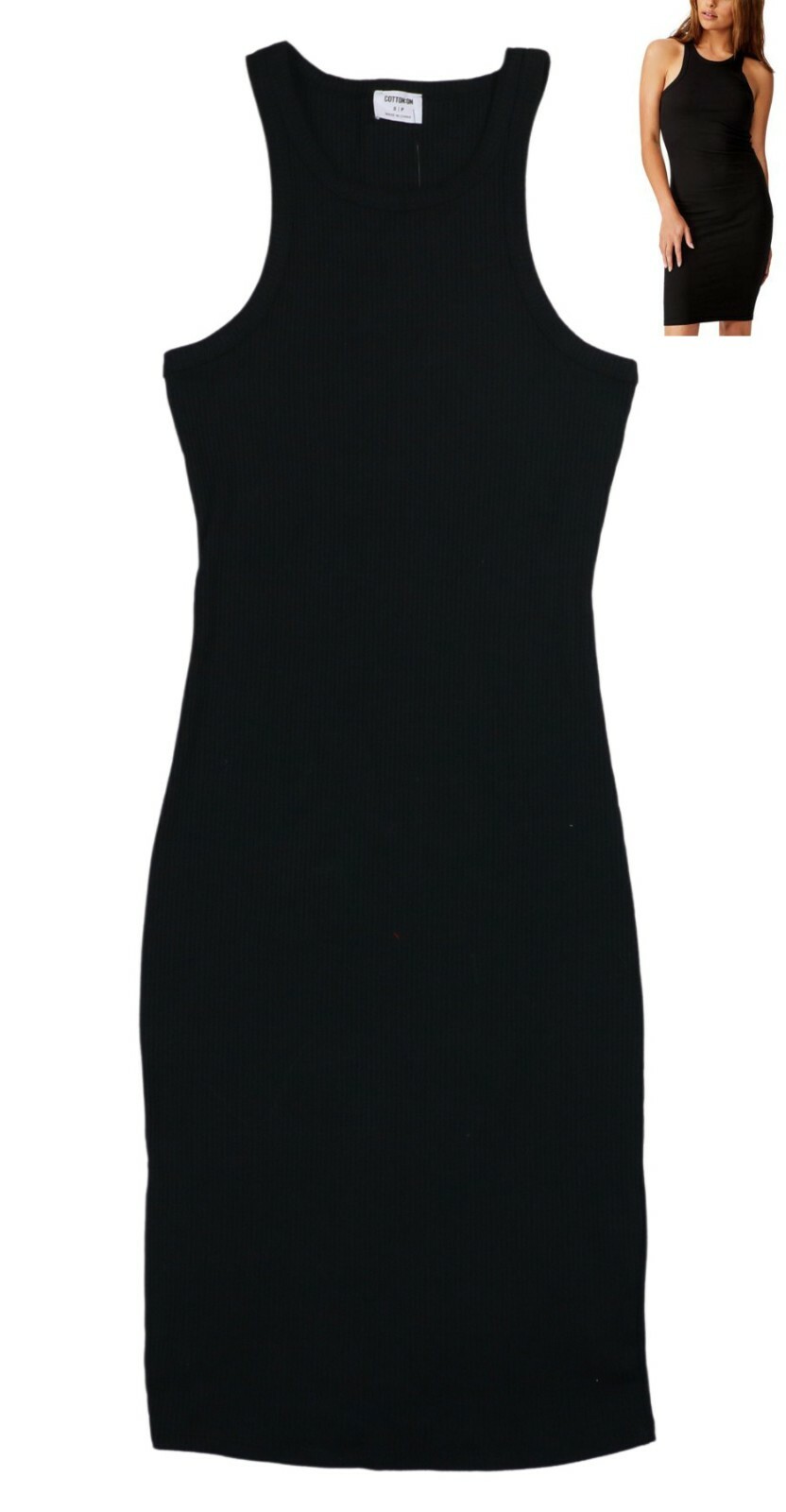 Cotton:On Rib Knit Kirsty Bodycon Sleeveless Knee Length Dress NWT
