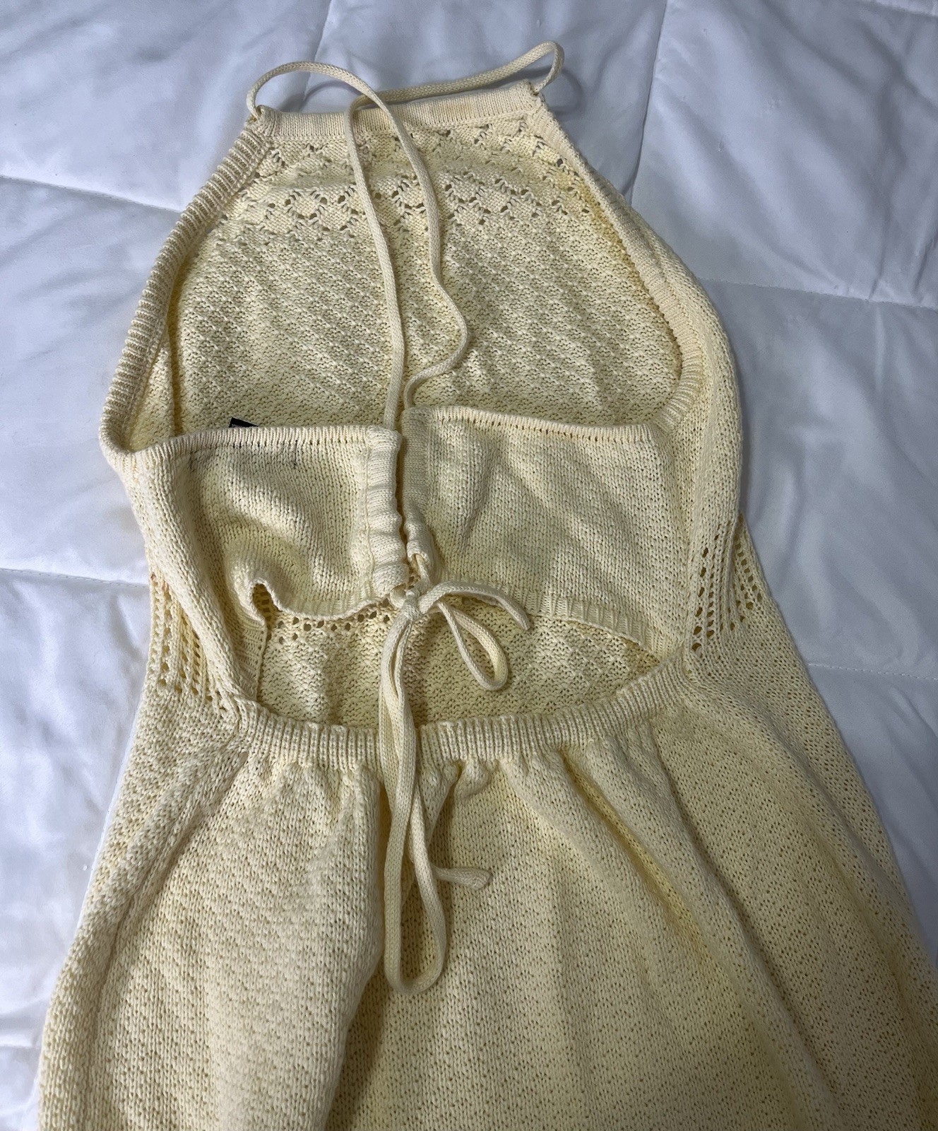 Forever 21 Size Large Light Yellow Crochet Sun Dress