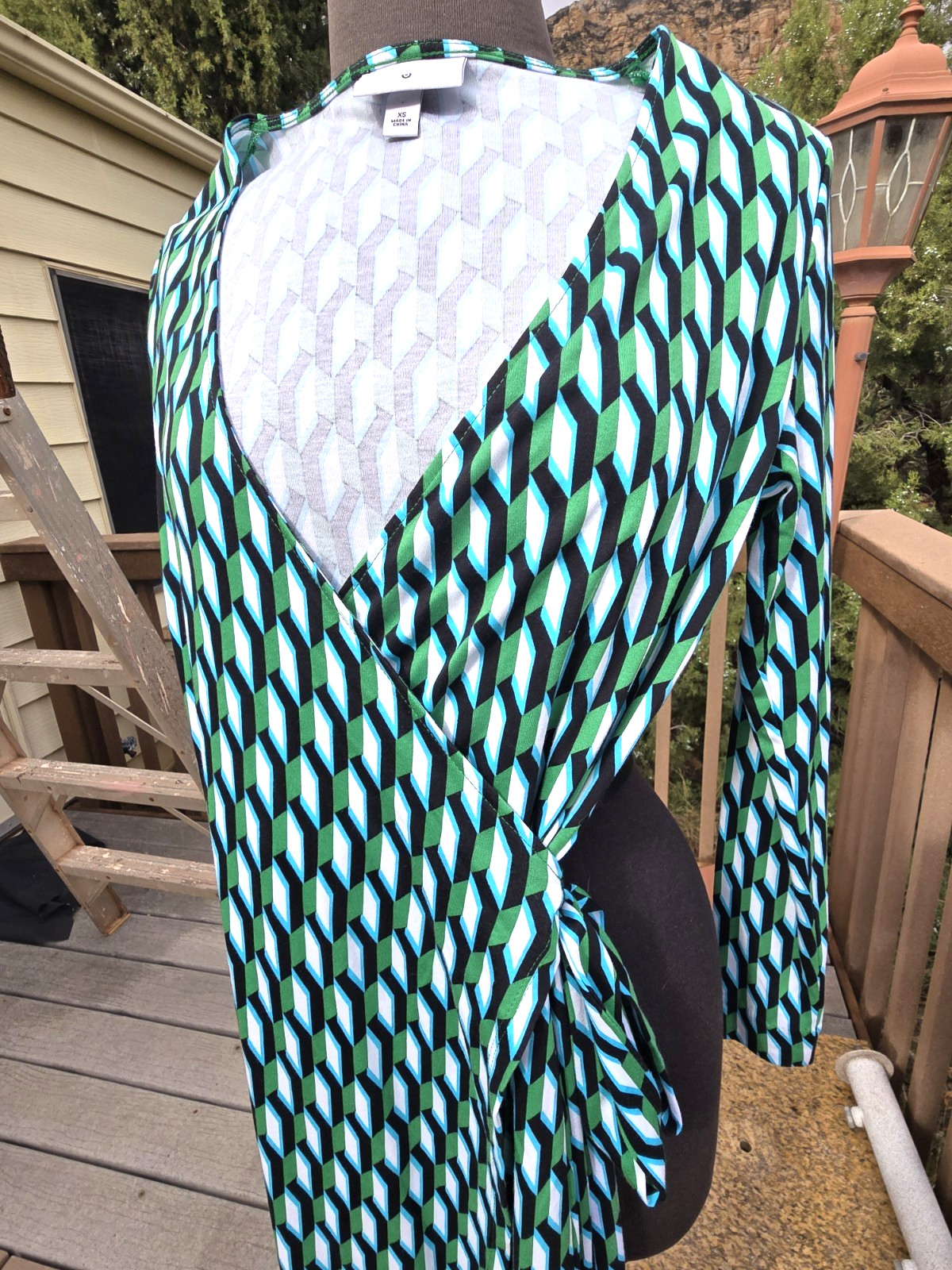 Diane Von Furstenberg for Target Wrap Dress Arrow Geometric Green New Size XS