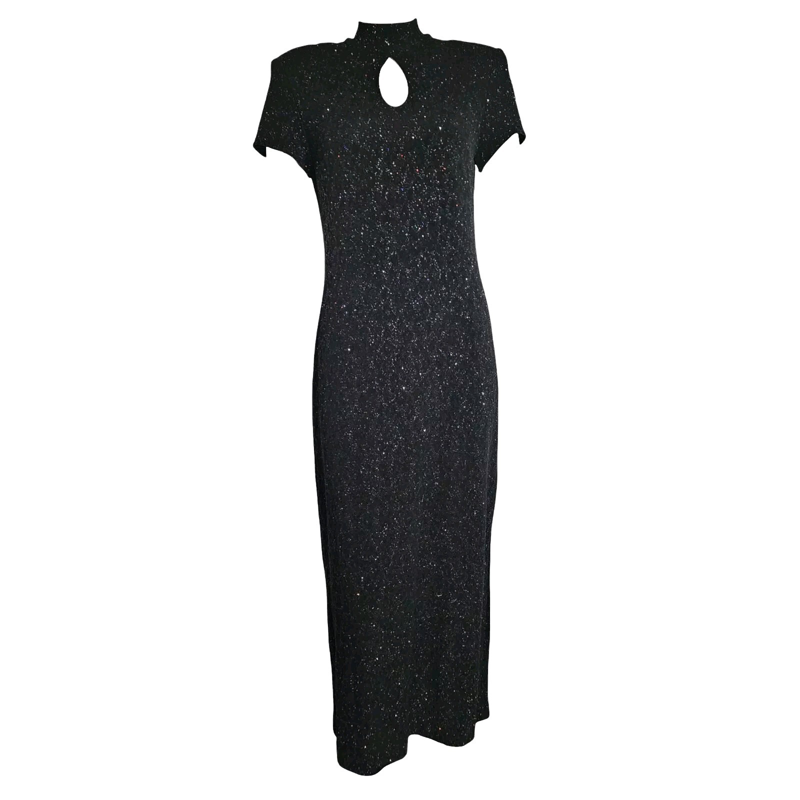Virgo Dress VTG Size 8 8 Black Glitter Long Animal Print Glam Fairy Evening