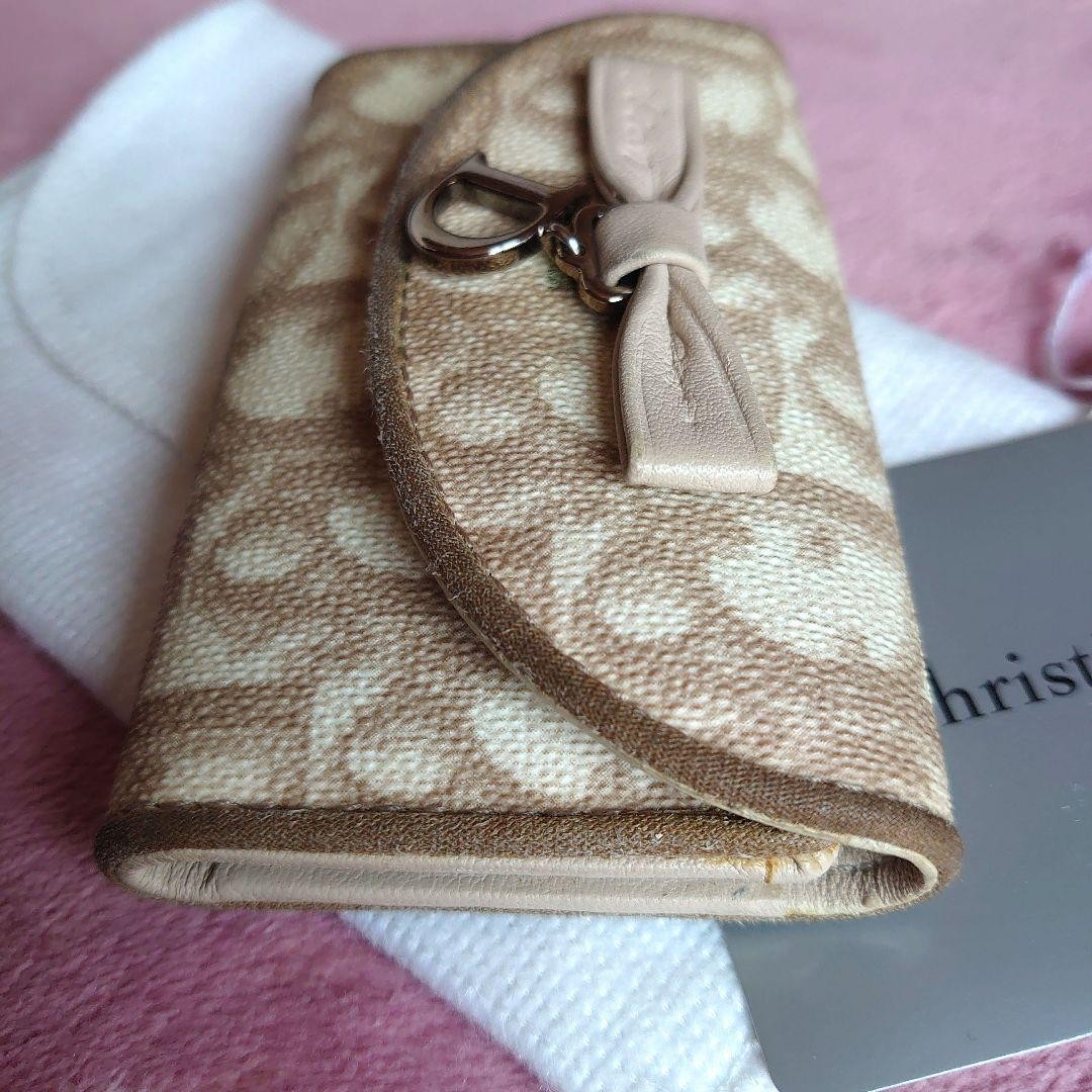 Christian Dior Trotter Ribbon Key Case Beige Women’s Wear Authentic Used A2432