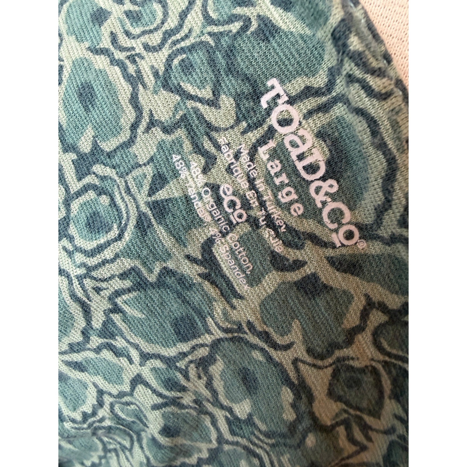 Toad&Co Rosalinda Dress Large Green Floral A-Line Knit Empire Waist Boho Ruched