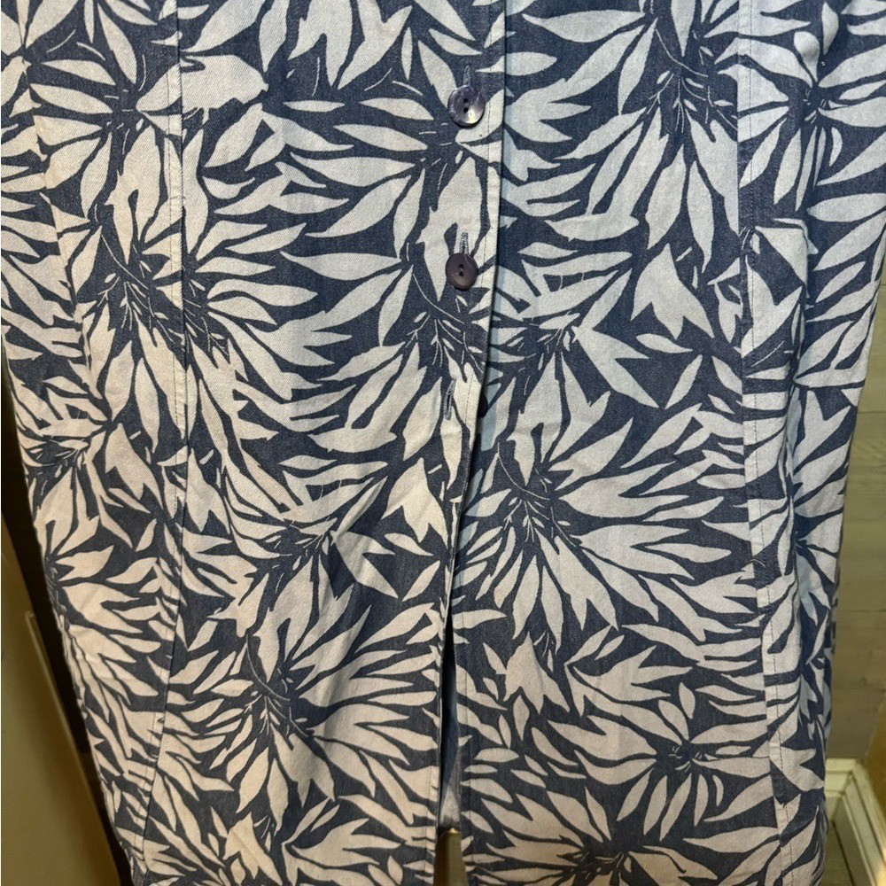 Essentials Blue and White Notched Collar Resort Dress