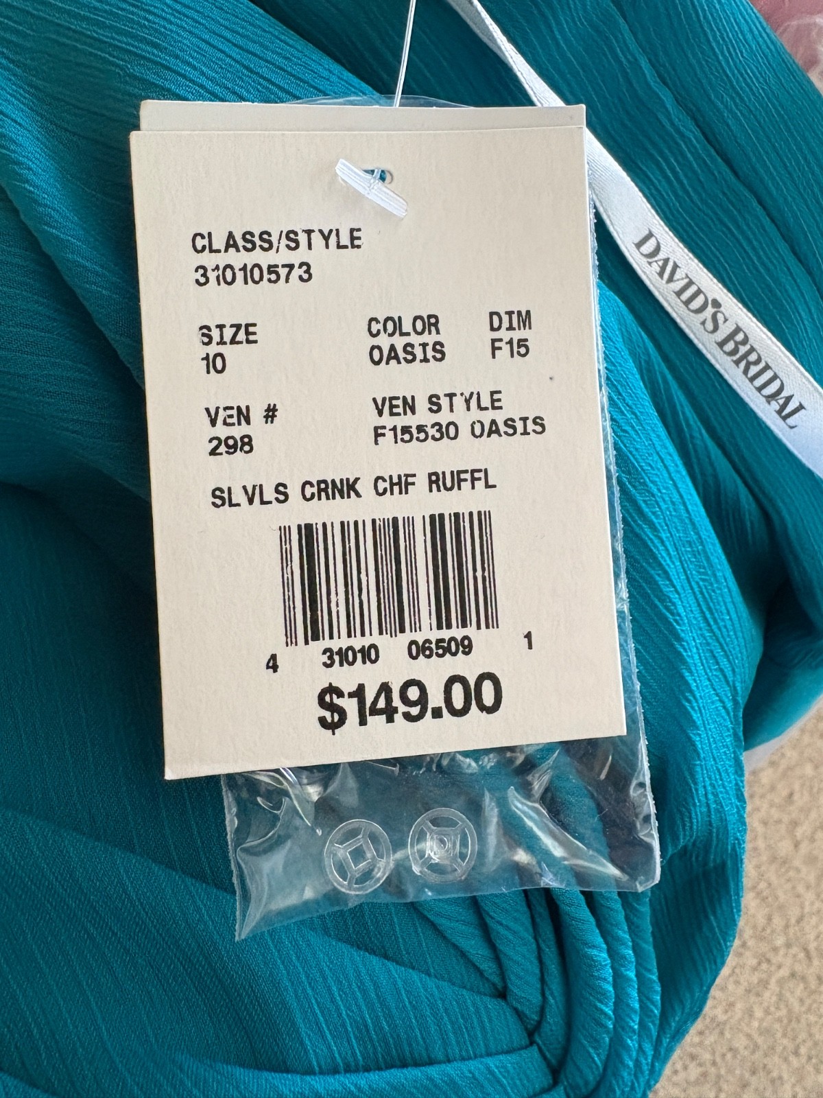 David’s Bridal chiffon empire waist maxi formal dress NWT sz 10 Oasis