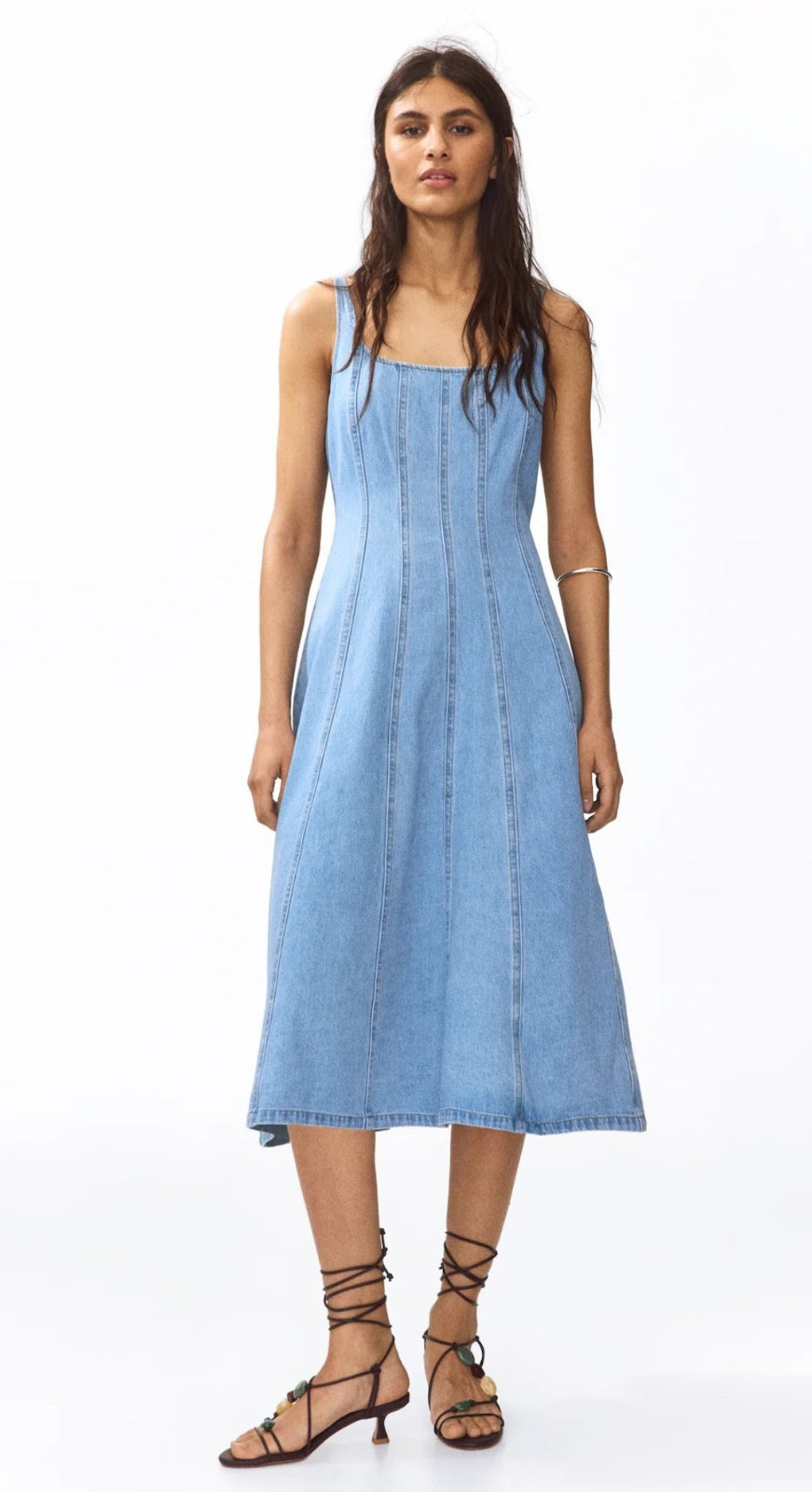 H&M Light Blue Fit & Flare Midi Dress UK Size 8 BNWT