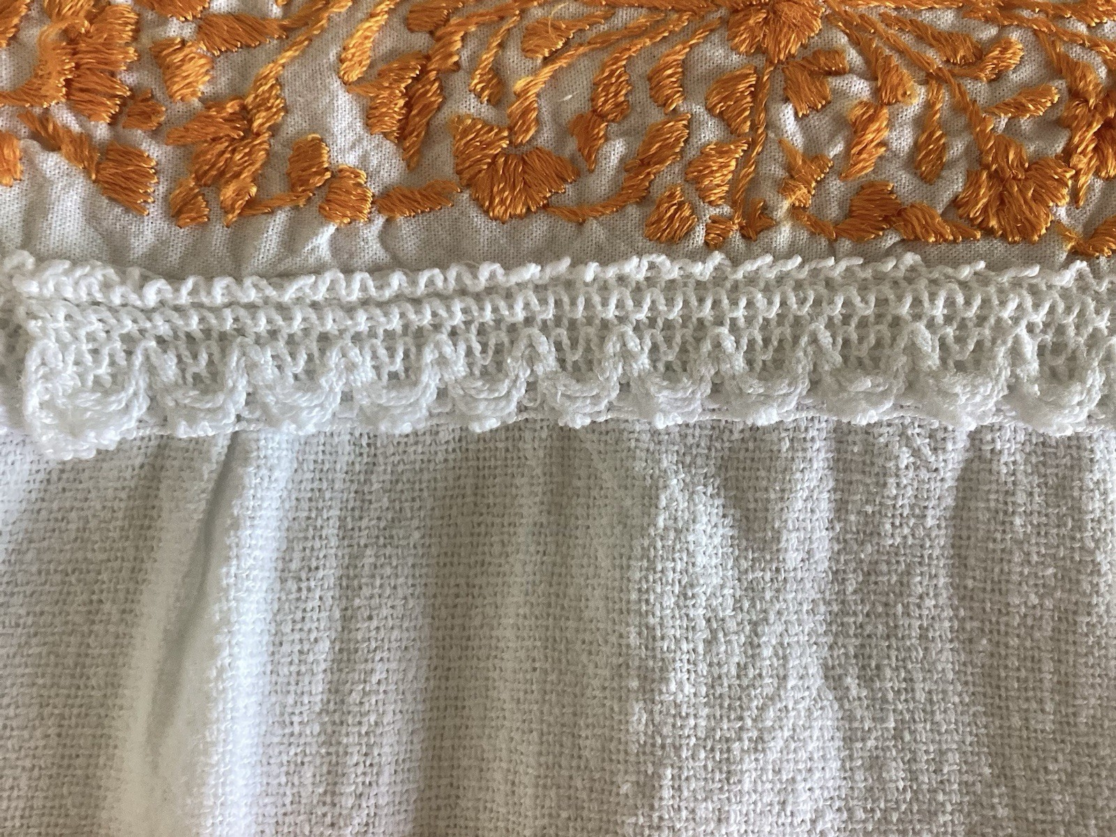 NWOT Beautiful White And Orange Cotton Women’s Mexican Dress One size