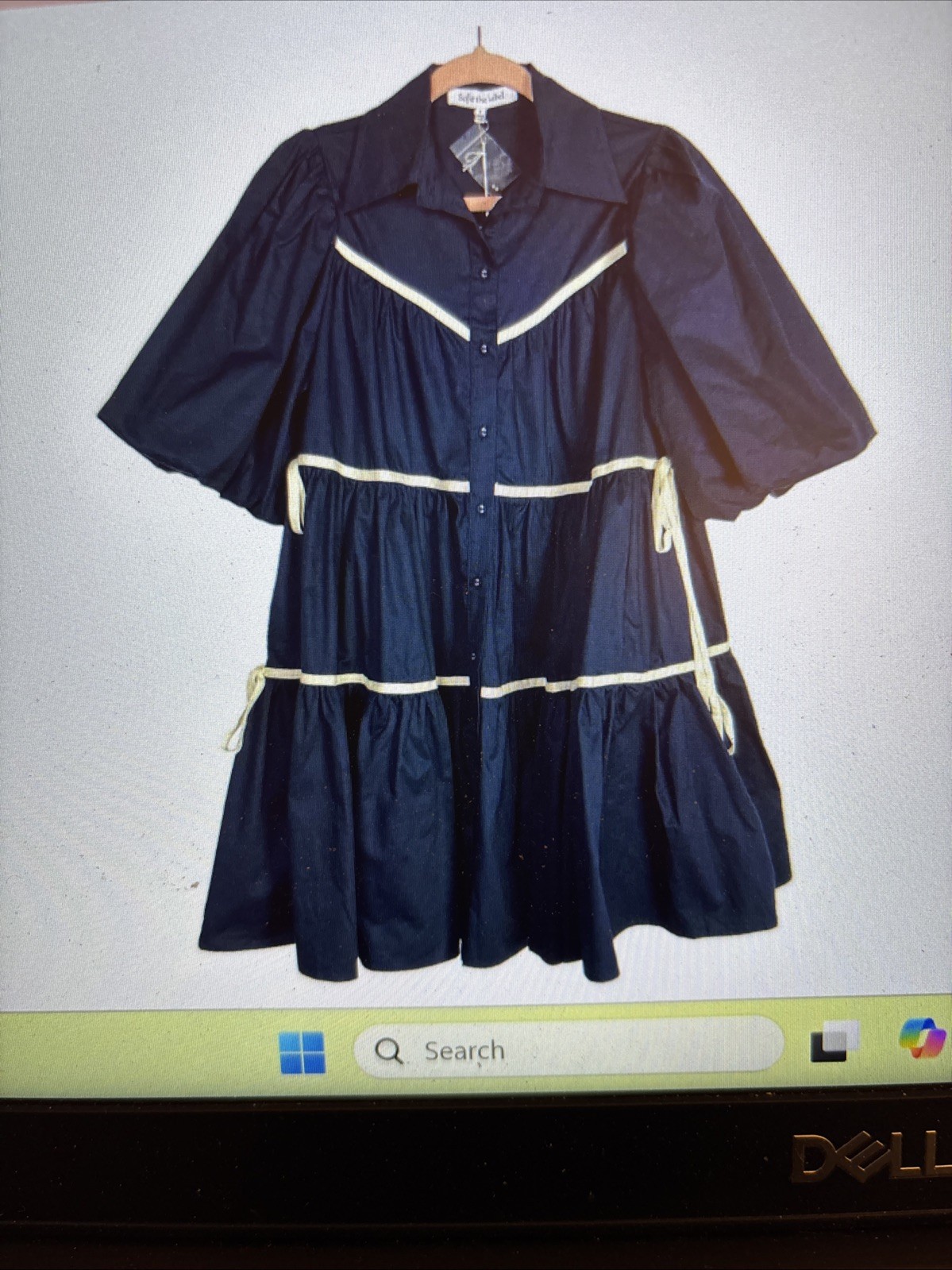 Sofie the Label Women’s Button Front Navy Mini Ruffled Dress Size M Used