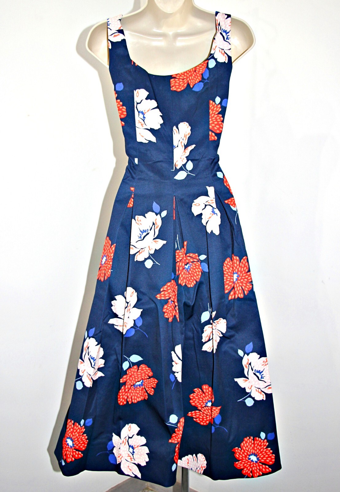 Kate Spade Dotty Floral Faille Cocktail Dress in French Navy sz 4, 6, 10 $498