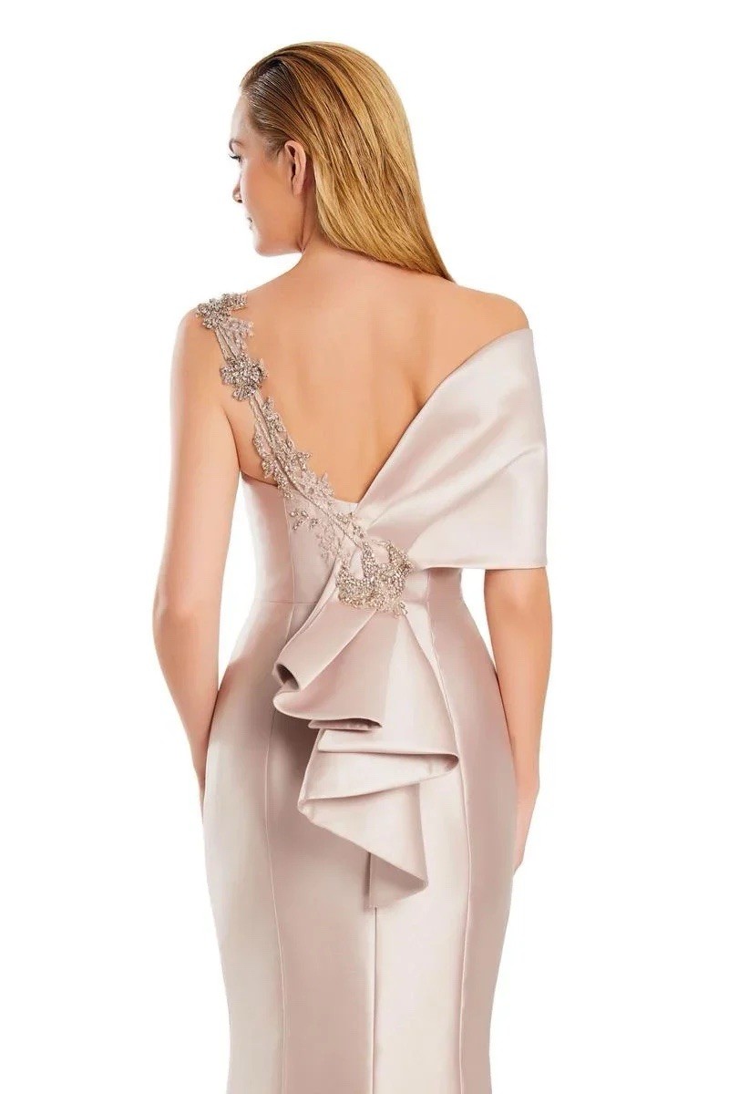 Asymmetric Alexander by Daymor Beaded Applique Asymmetrical Mermaid Gown