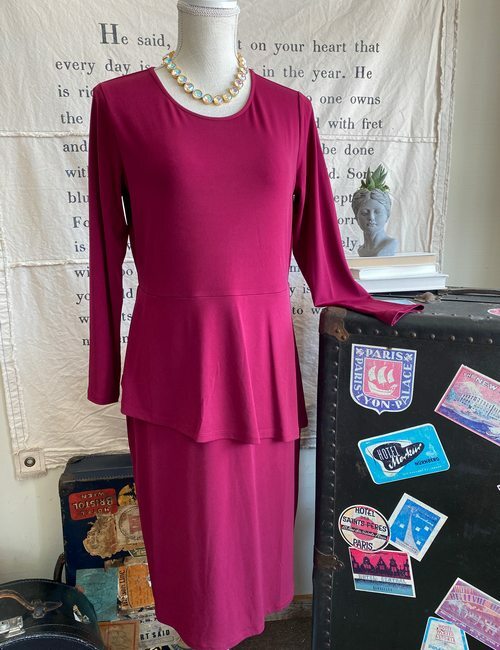 Every Day Susan Graver Deep Raspberry Red Liquid Knit Peplum Dress New