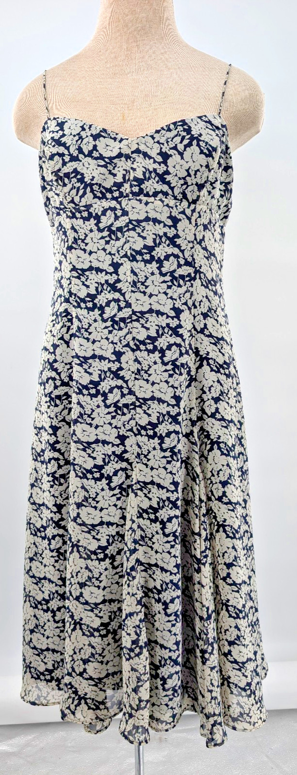 American Living Women Classic Flowy Floral Navy-White Sleeveless Dress Size 4