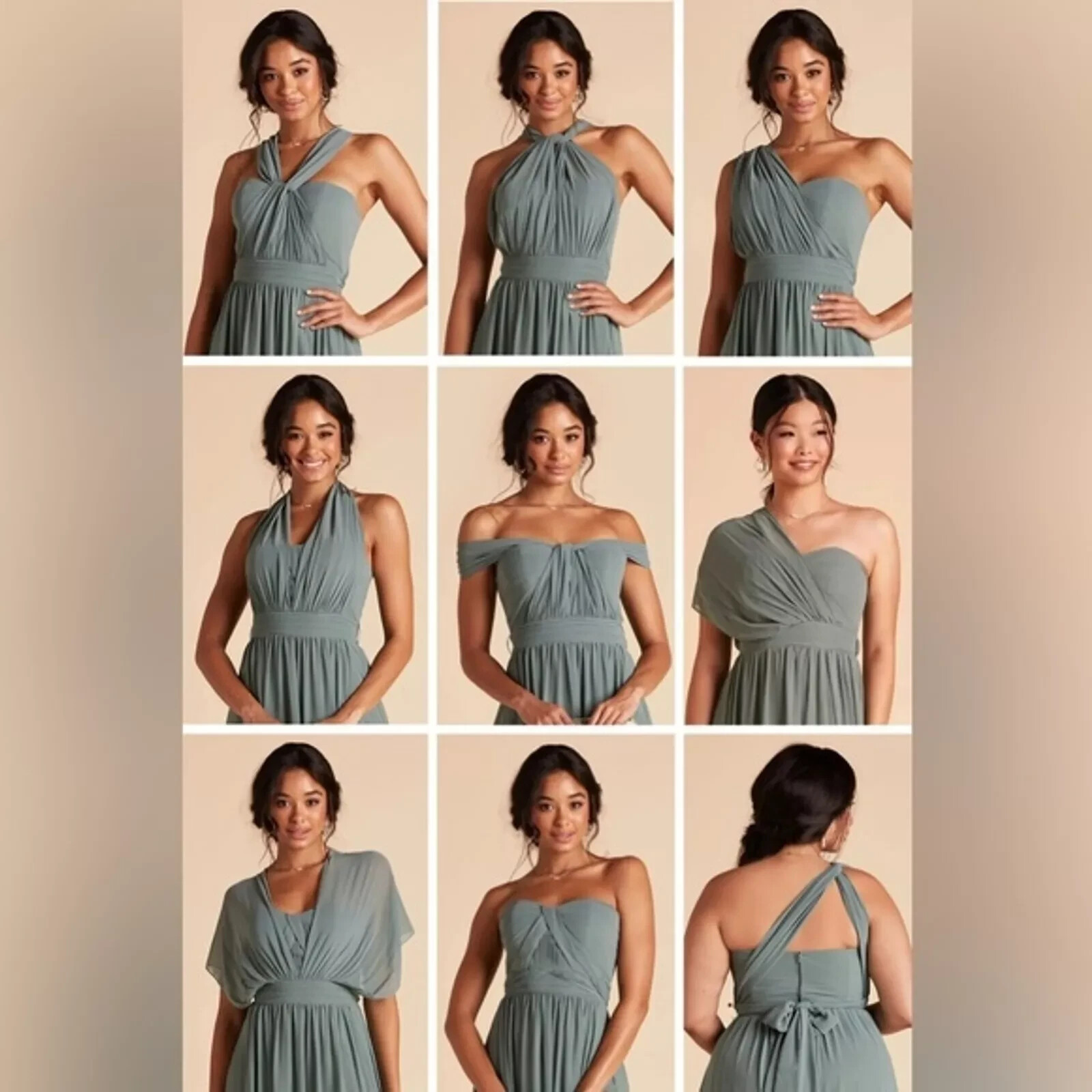 Birdy Grey Size Large Multi Style Strapless Tie Waist Gown Dusty Pink Blush