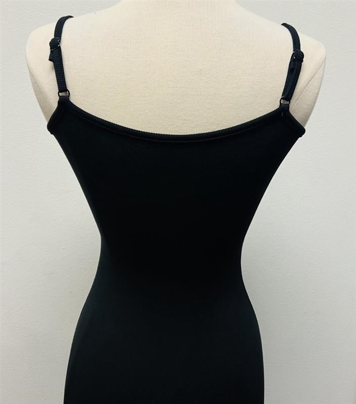 Wecolor Black Ribbed Adjustable Spaghetti Strap Midi Dress Size Medium