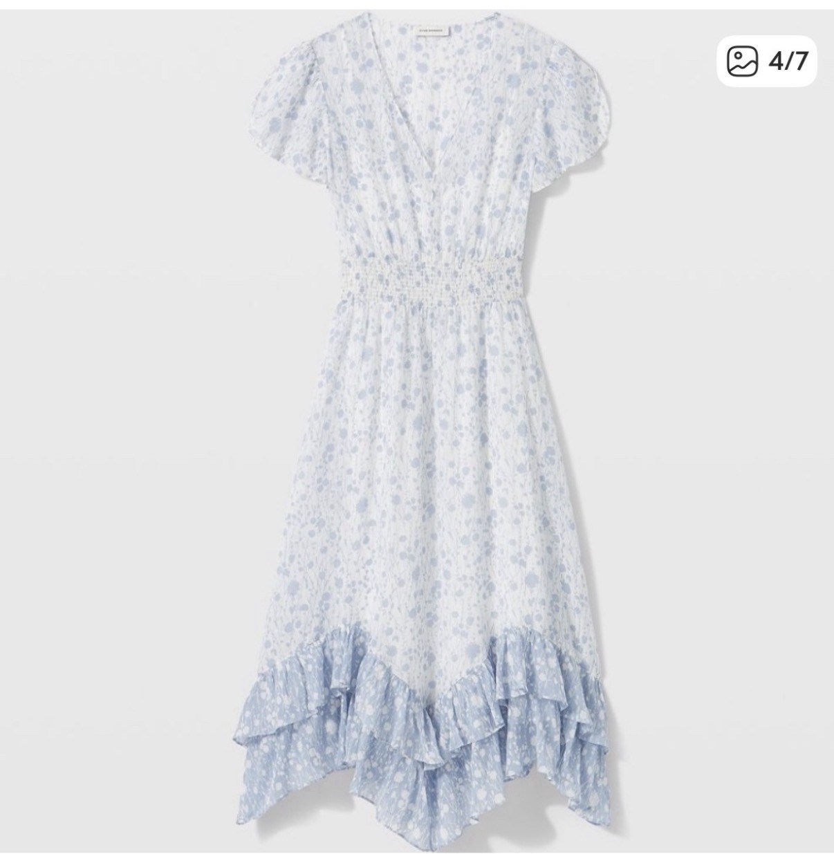 NWT ￼ Club Monaco Light Blue Floral V-Neck Midi Dress