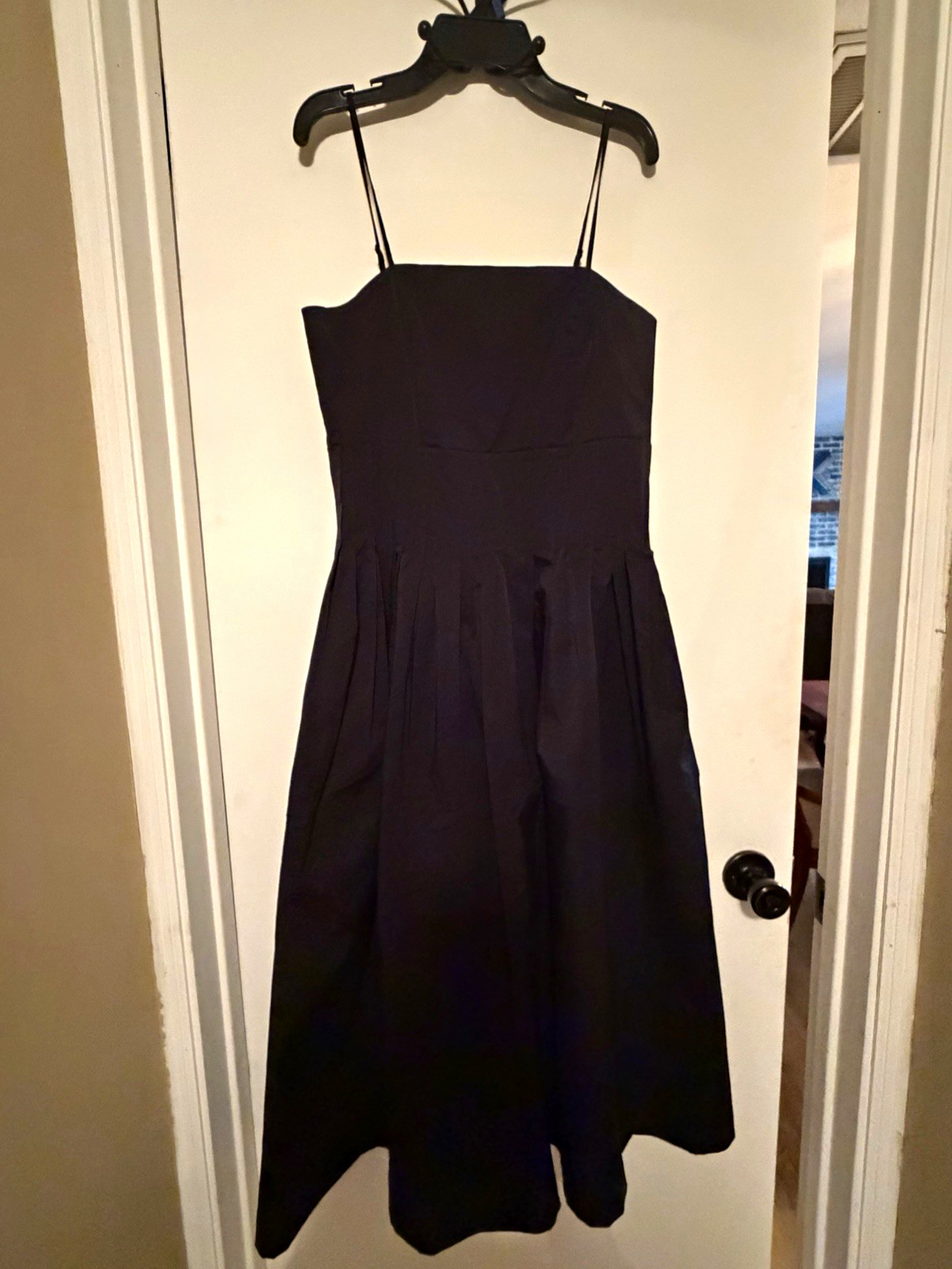 Banana Republic 4 Black Square Neck Strappy Midi Fit & Flare with Pockets
