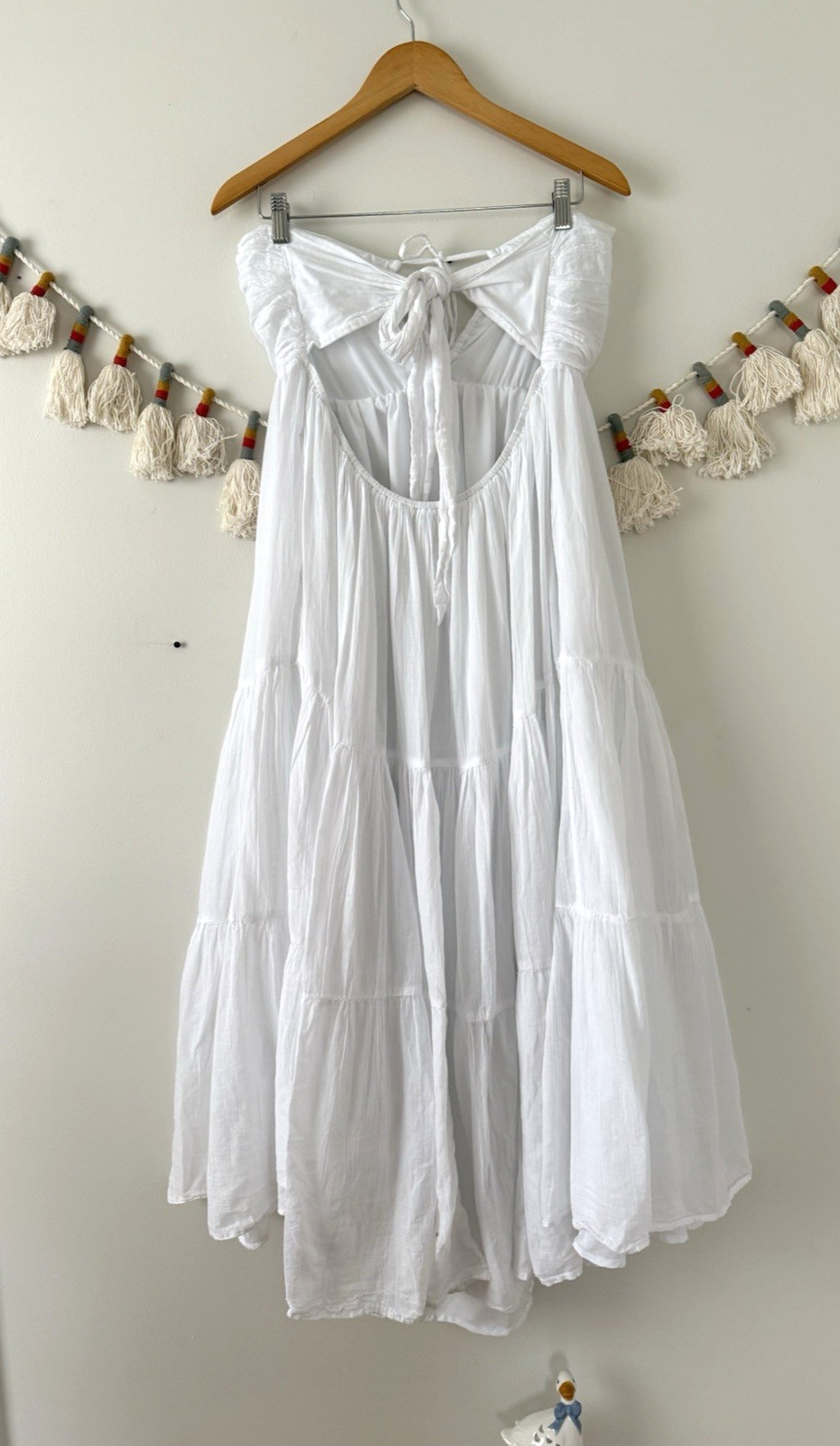 American Eagle Halter Ruched Tiered Midi Dress White Milkmaid Beach Whimsy XL