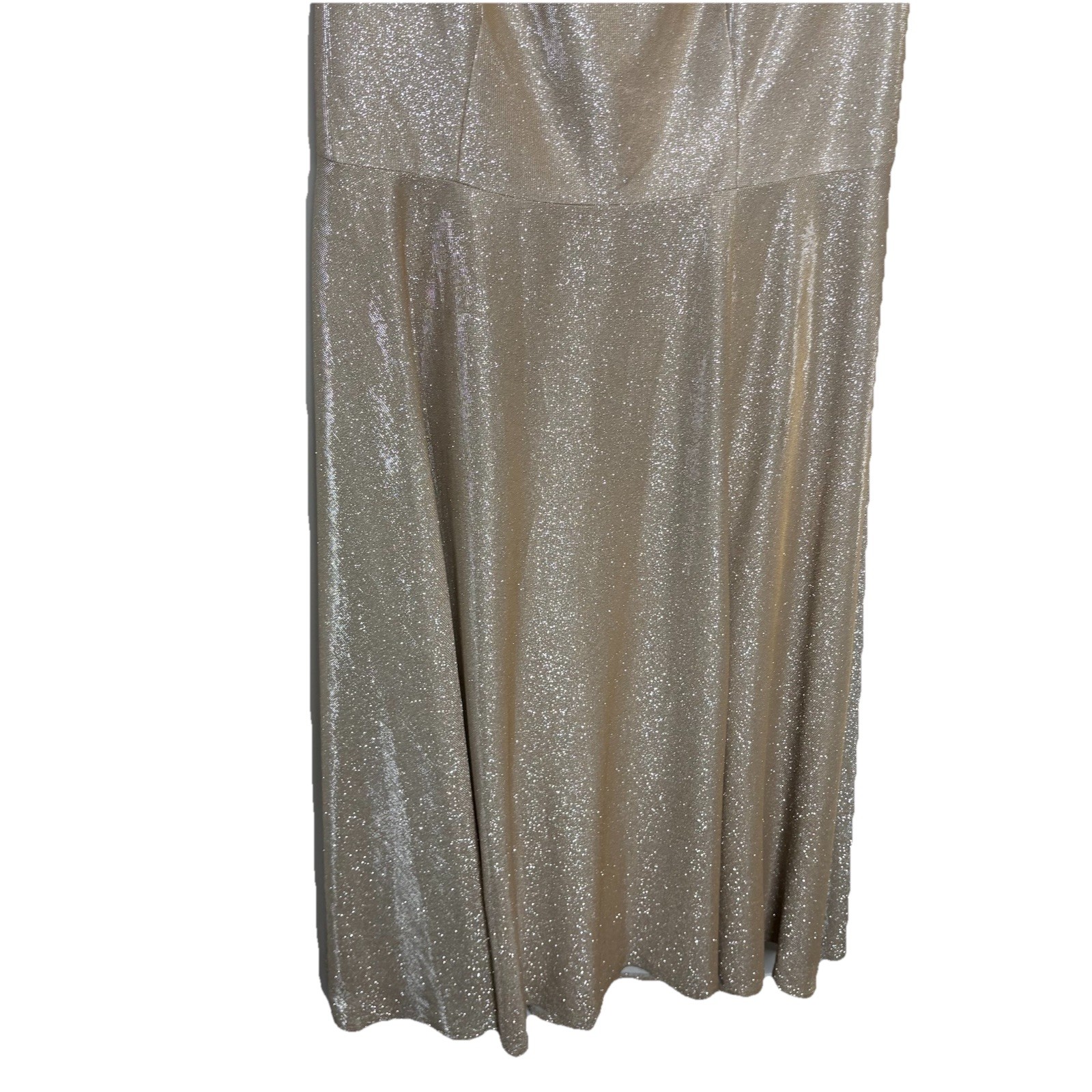 Jules & Cleo Gold Glitter Cap Sleeve Side Split Formal Dress Size 18 Plus Womens