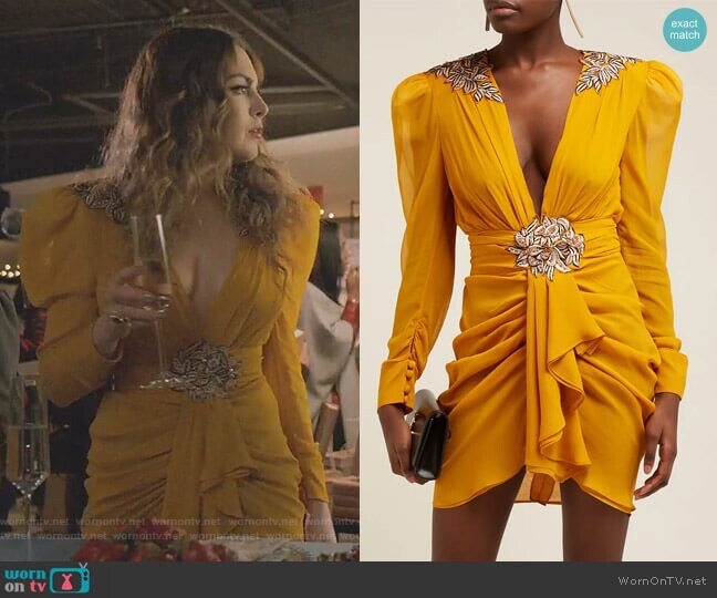 *DUNDAS* Dynasty Runway Embroidered Chiffon Mini Dress W/internal Bodysuit IT 40
