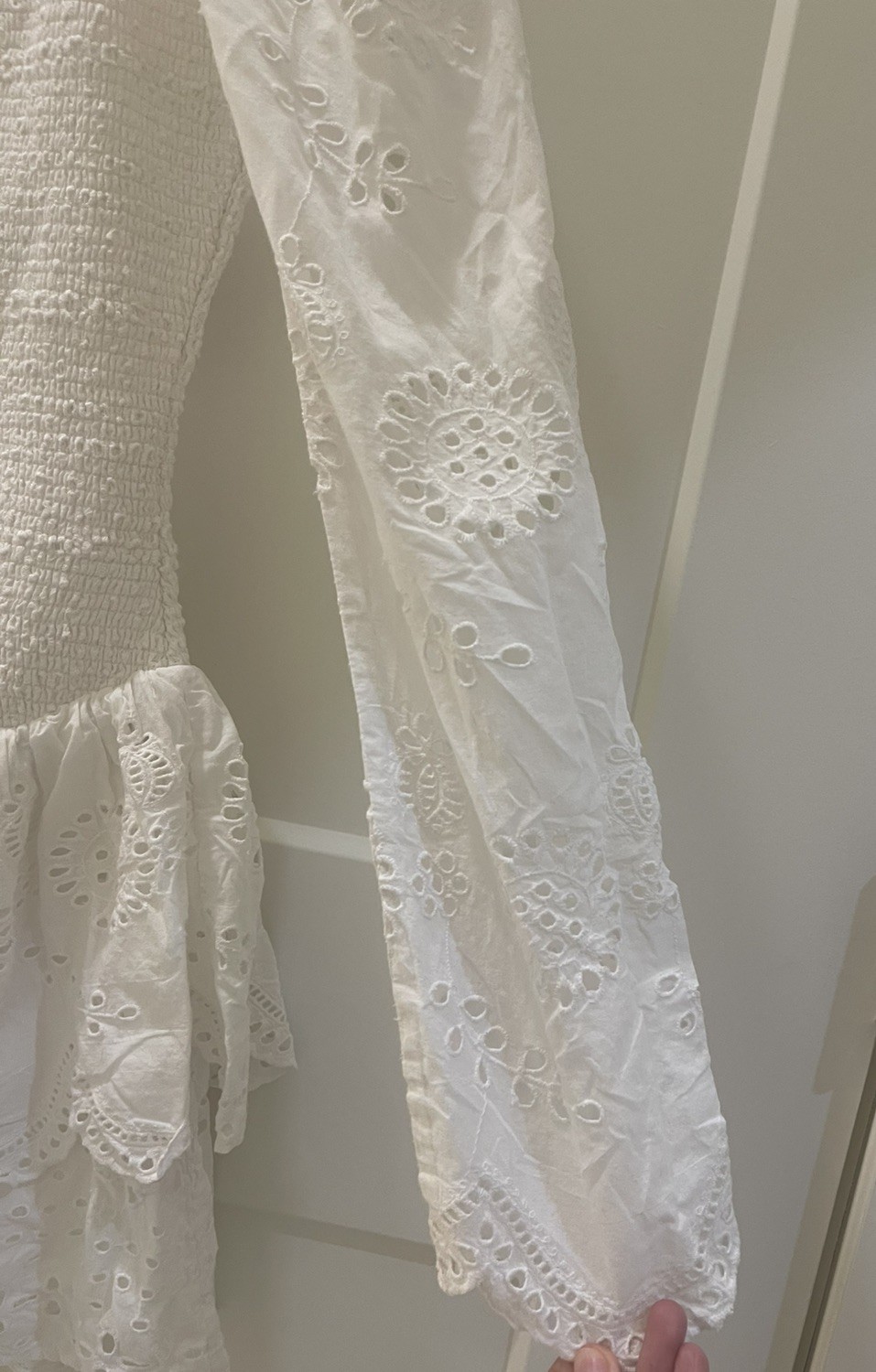 LoveShackFancy Jayce Broderie Anglaise Mini Dress Antique White Small $485