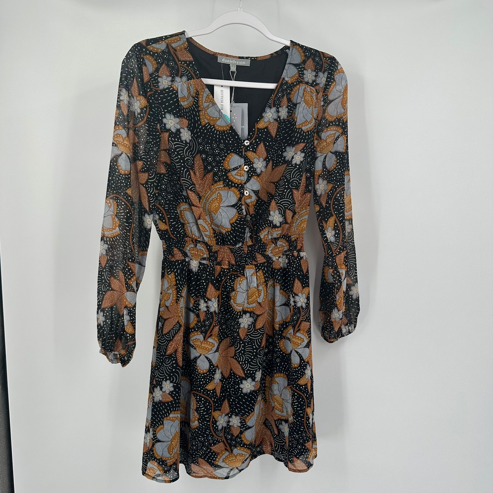 Daniel Rainn Womens Boho Floral Dress Size S Peasant Cottagecore Romantic Earthy