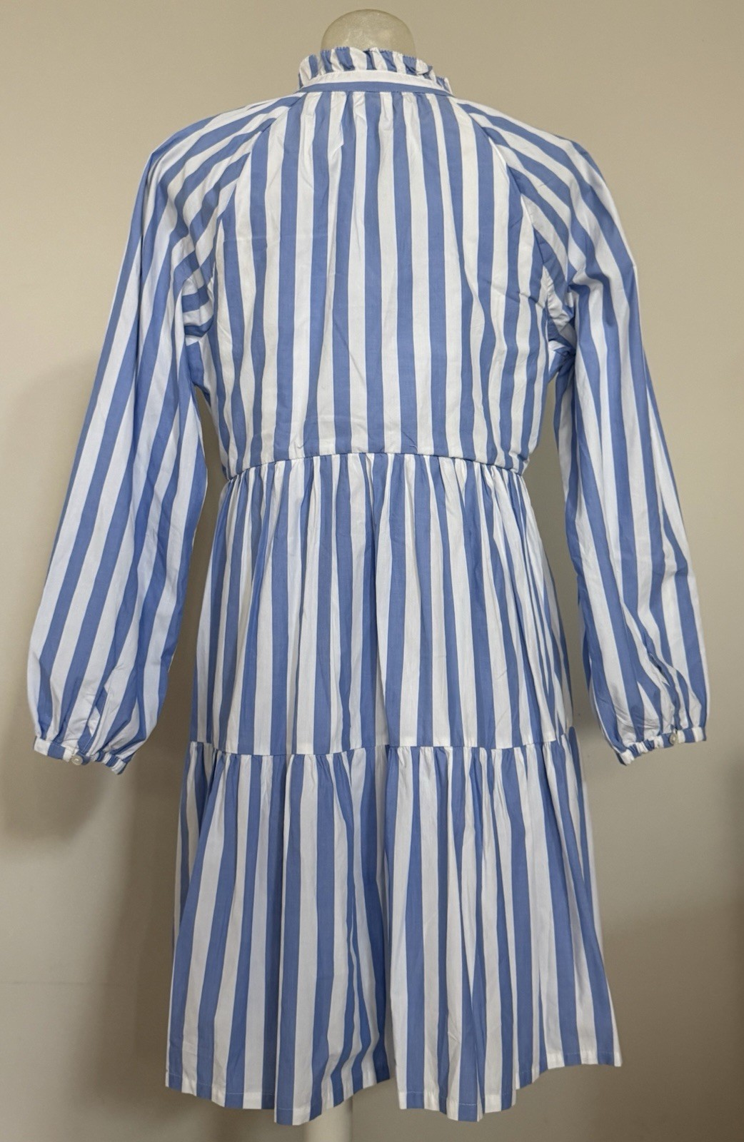 J. Crew SMALL Blue White Tiered Cotton Poplin Dress in Barrie Stripe