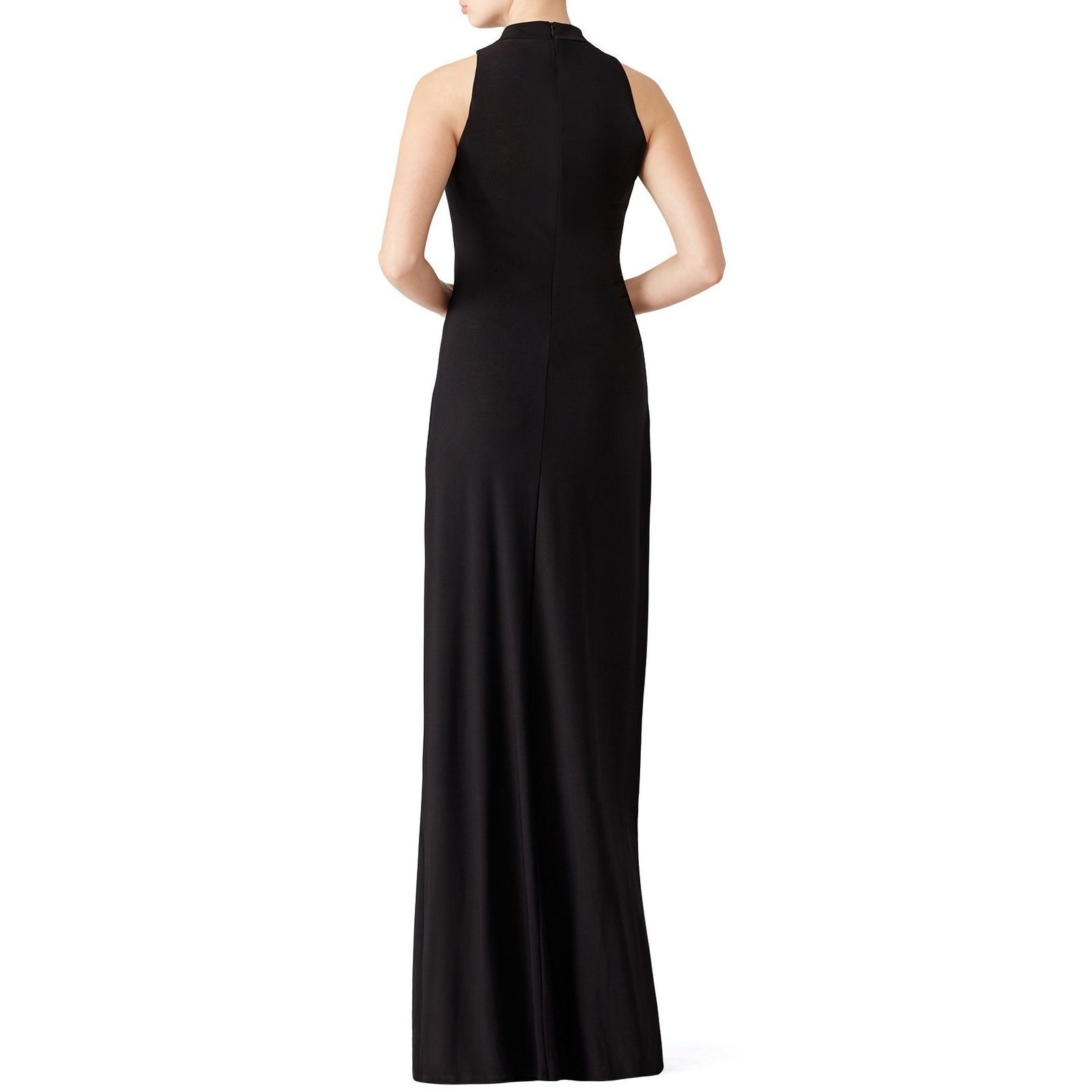 Laundry by Shelli Segal Sleeveless Mock Neck High Low Gown Back Zip Up 10 Black