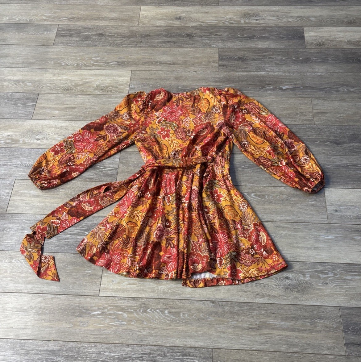 Flying Tomato Around The Time Wrap Dress Sz S Floral Retro Boho Flirty Party Fun