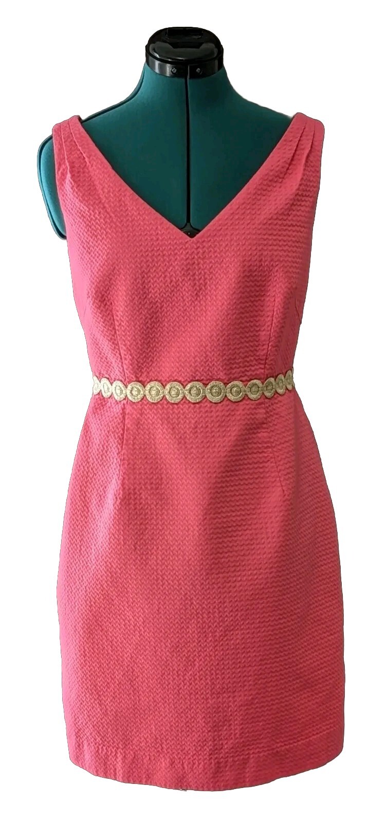 Lilly Pulitzer Shift Dress Kiki Salmon Pink /Gold Size 6