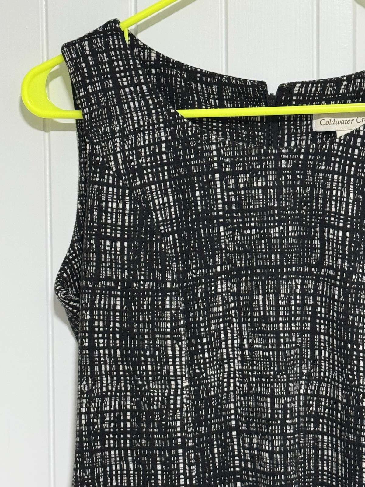 Coldwater Creek Sleeveless Check Ponte Knit Dress Size 6 Black White