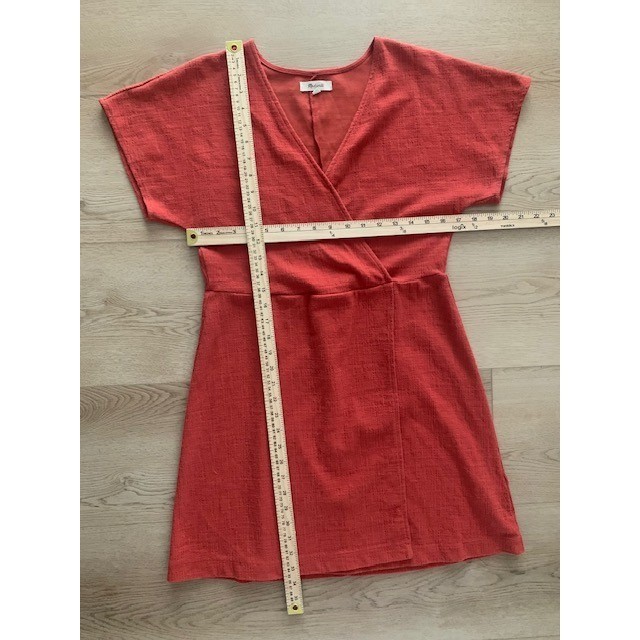 Madewell Womens Rust Orange Wrap Front Mini Dress Short Sleeve V-Neck Size M
