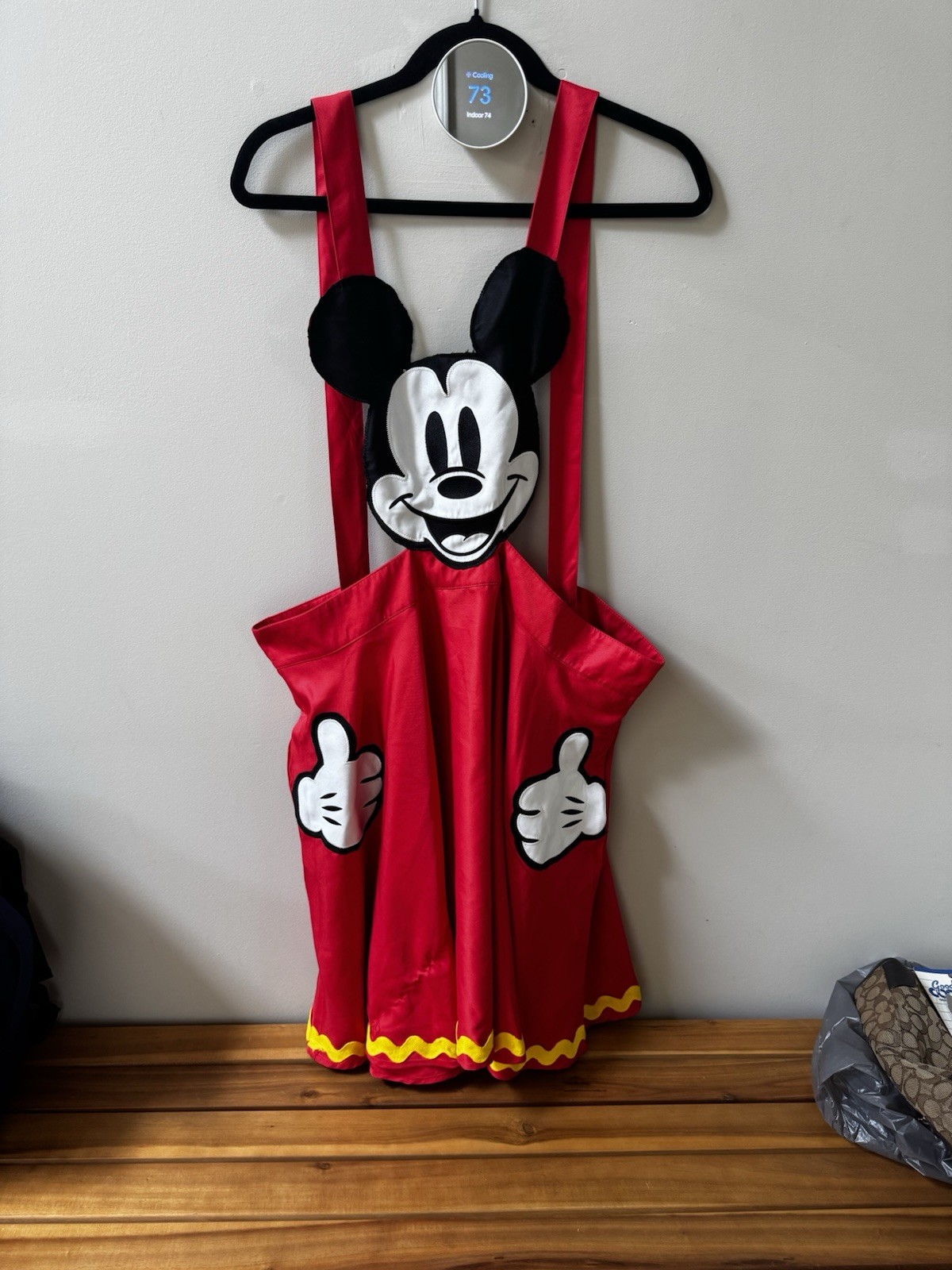 Disney x Unique Vintage Mickey Mouse Face Pinafore Skirt Red Ric Rac retro magic