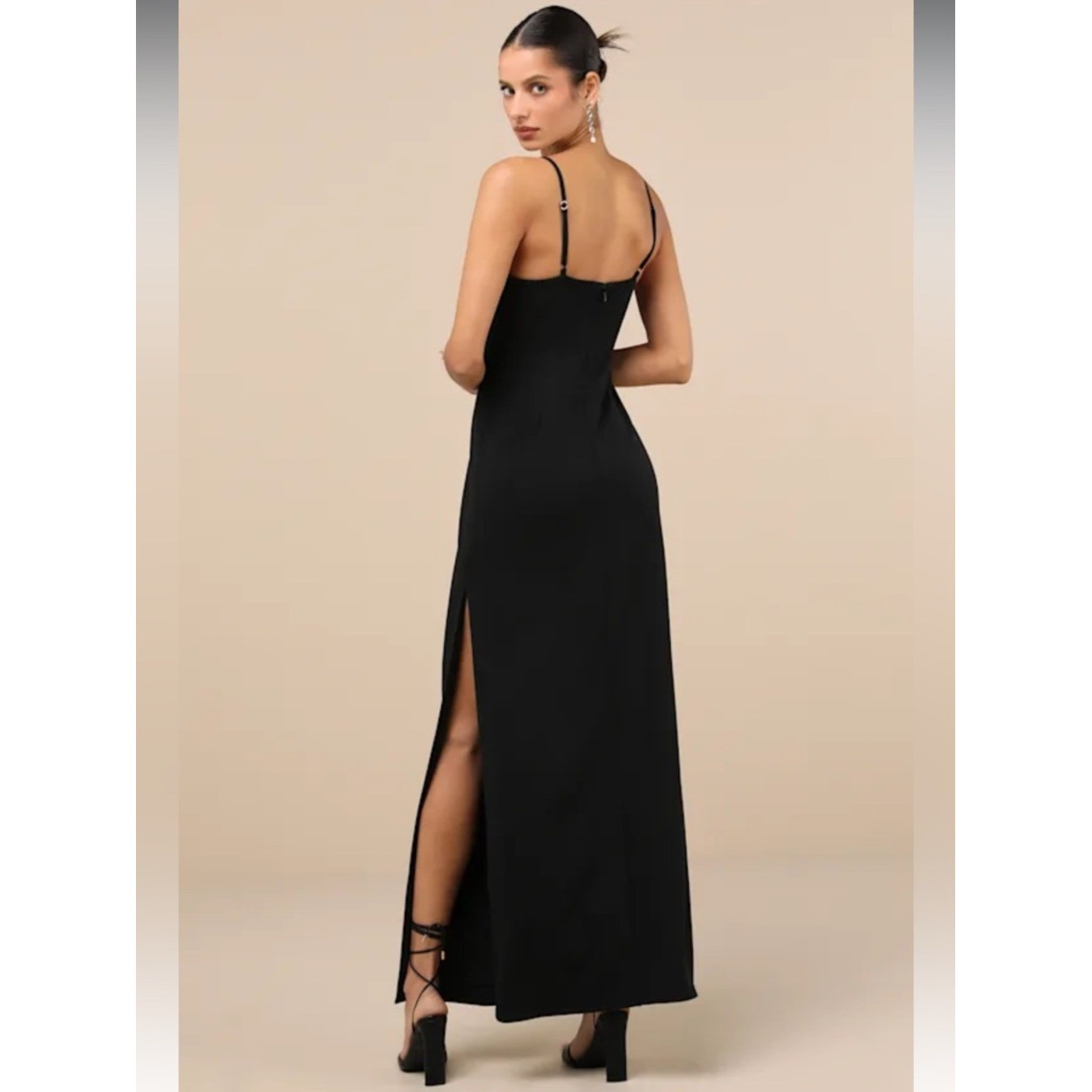 NWT- Romantic Existence Black Column Maxi Dress