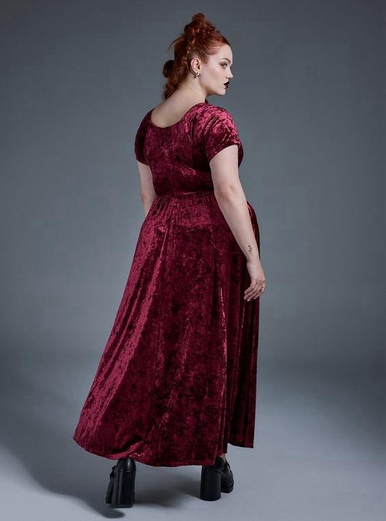 Torrid Nightfall Hook & Eye Velour Maxi Dress Windsor Wine (Red) Size 0X NWT