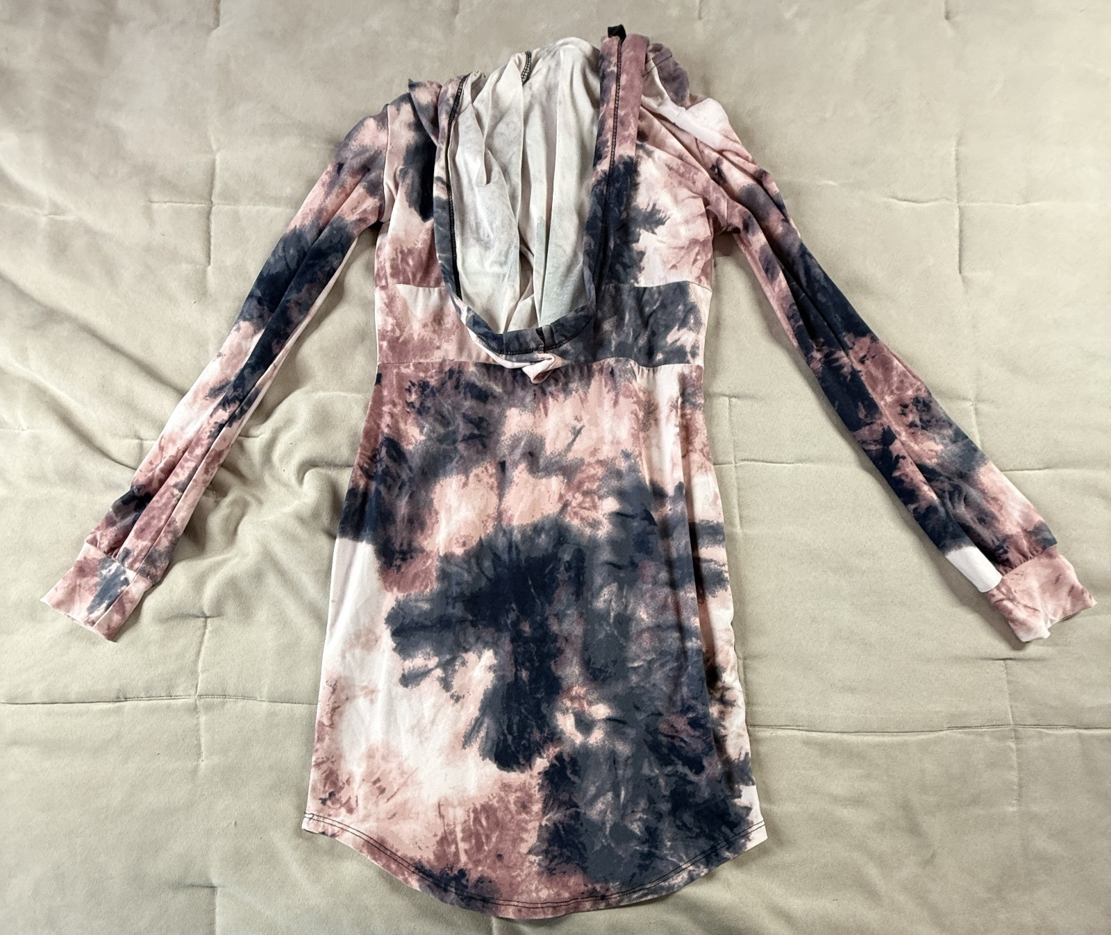 Derek Heart Tie Dye Multicolor Size S Soft Hippie Above The Knee Hoodie Dress