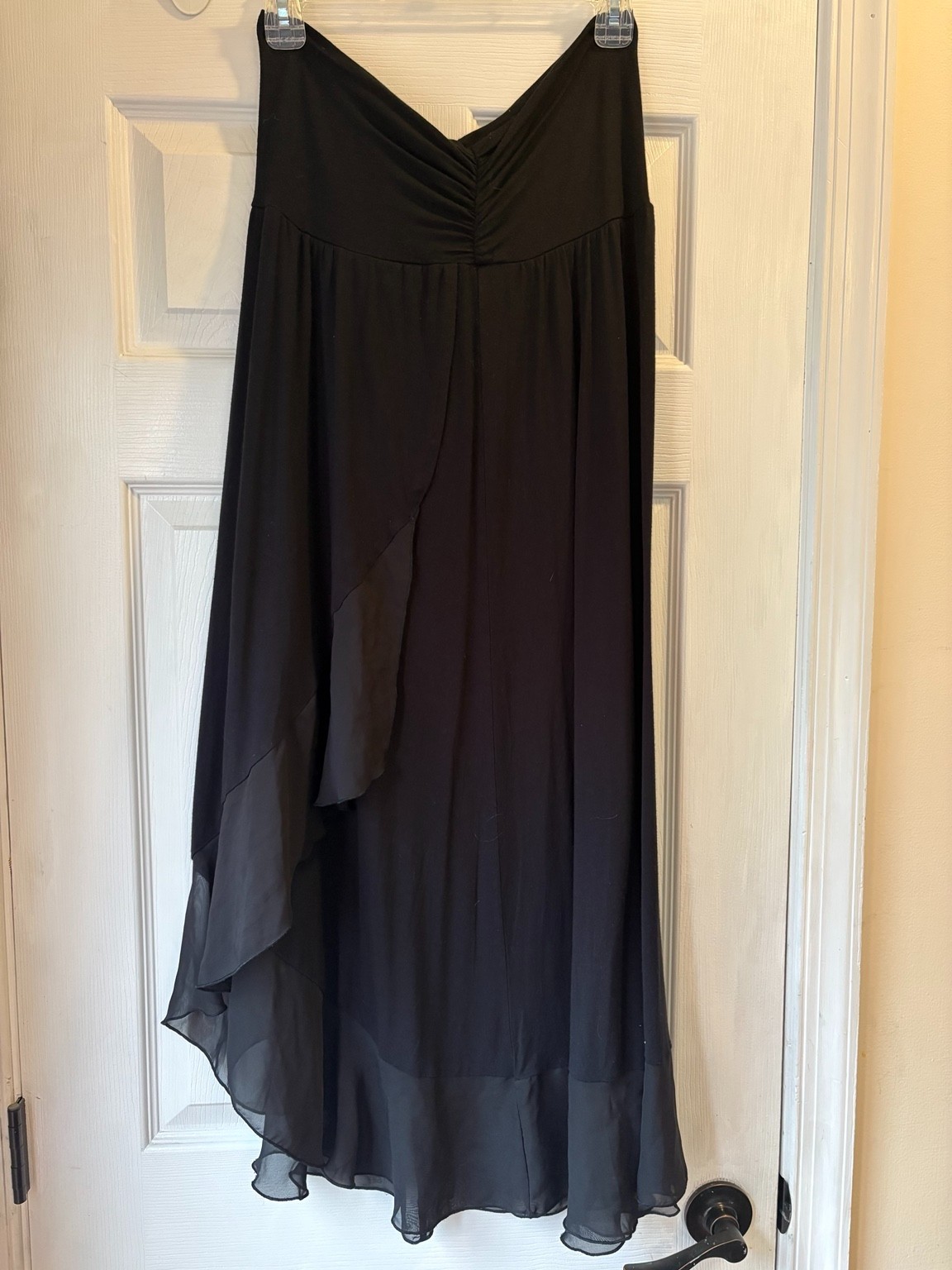 Apt. 9 Women’s L Black Asymmetrical Maxi Dress-skirt Chiffon Ruffle High Low